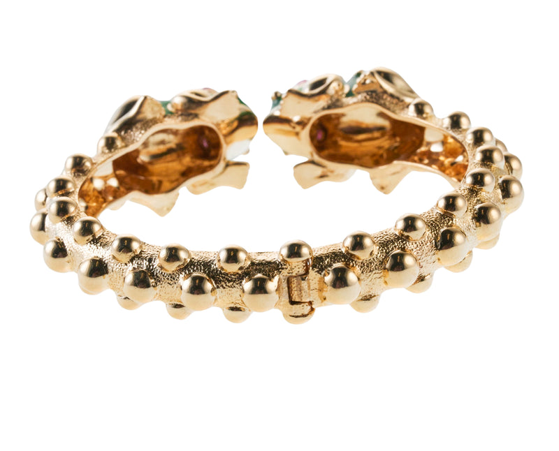 David Webb Ruby Enamel Gold Frog Bracelet