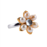 Mimi Milano Gold Pearl Quartz Flower Ring