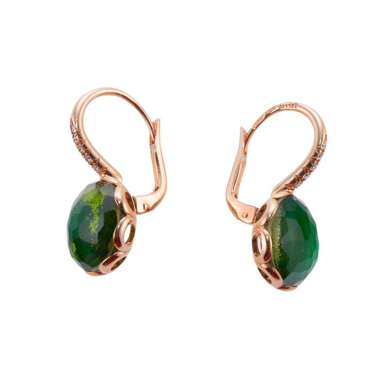 Mimi Milano Gold Green Quartz Diamond Earrings