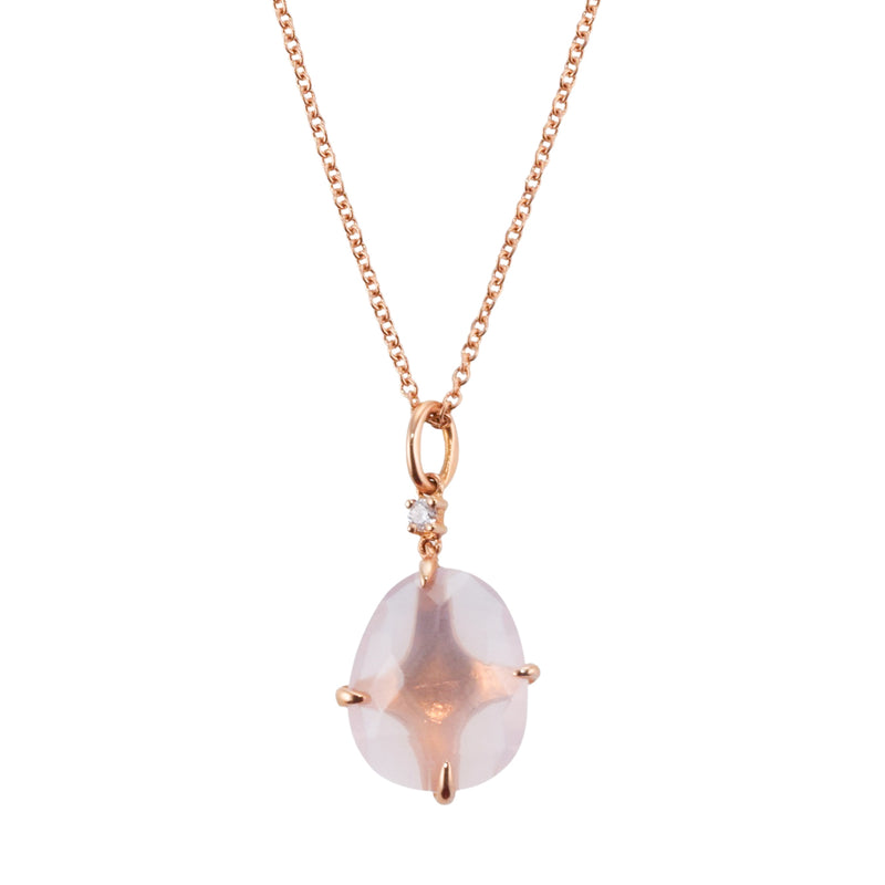 Mimi Milano Rose Gold Quartz Diamond Pendant Necklace