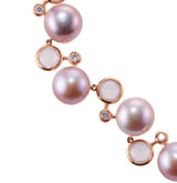 Mimi Milano Rose Quartz Pearl Diamond Gold Necklace