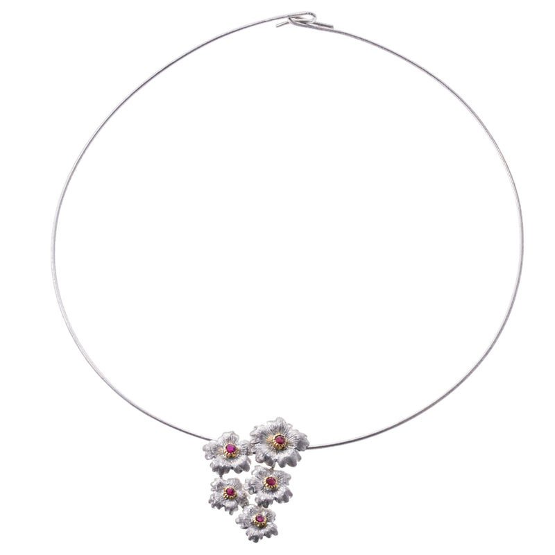 Buccellati Gold Ruby Flower Necklace