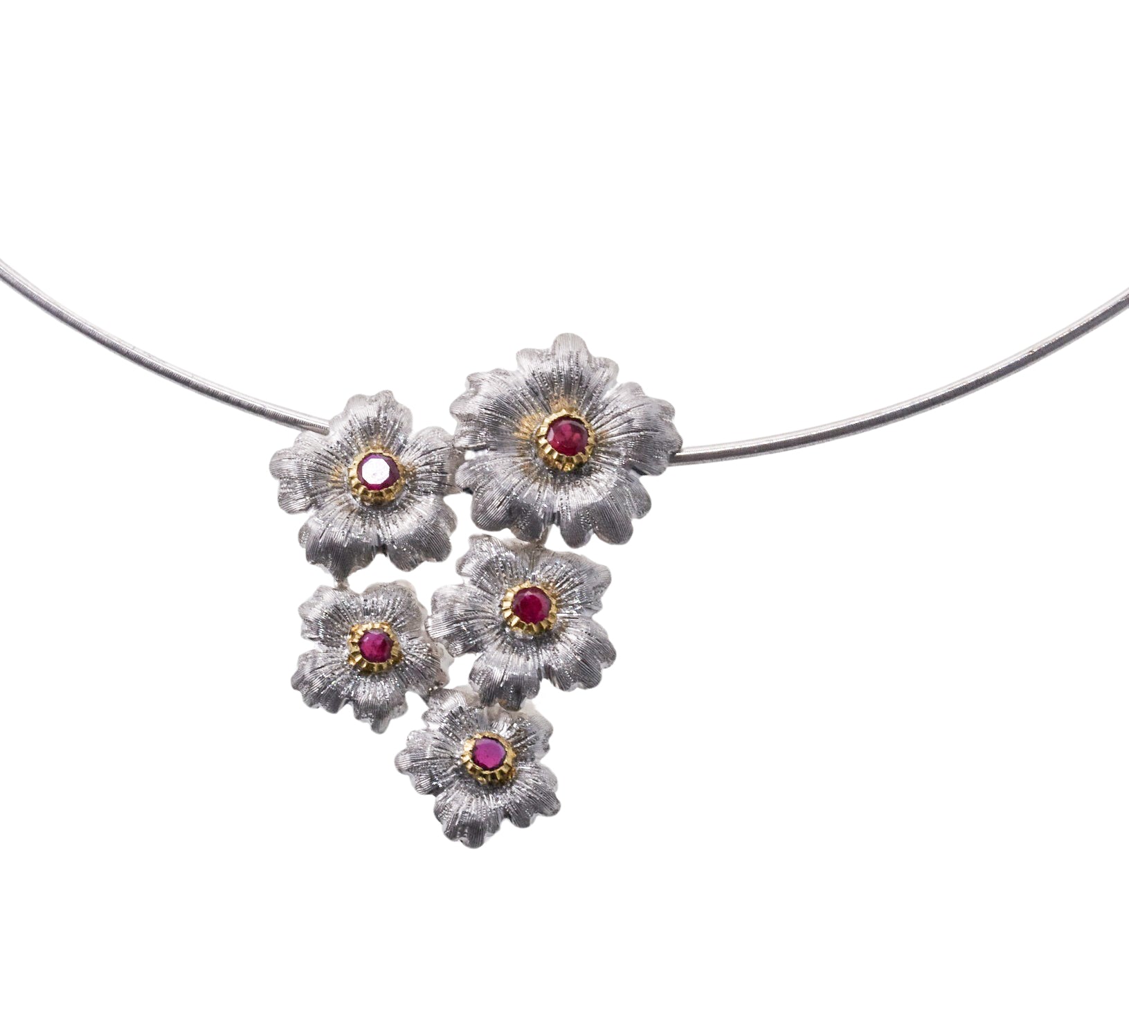 Buccellati Gold Ruby Flower Necklace