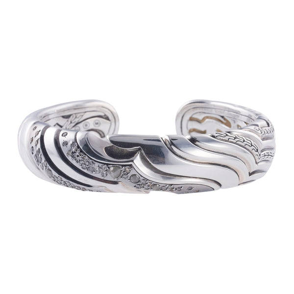 John Hardy Lahar 1.06ctw Diamond Sterling Silver Cuff Bracelet
