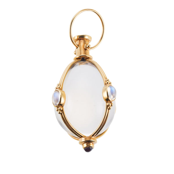 Temple St. Clair Large Amulet Moonstone Crystal Gold Pendant
