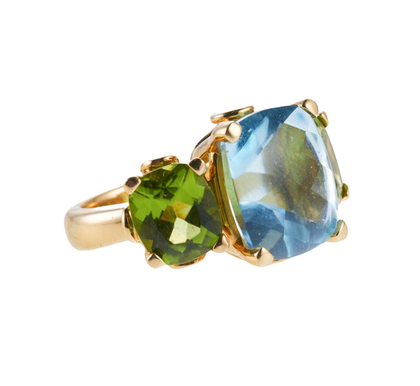 Temple St. Clair Peridot Blue Topaz Gold Ring