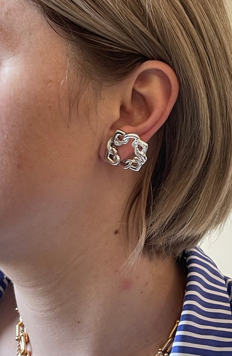 At Auction: LONG CORAL, DIAMONDS AND WHITE GOLD EARRINGS