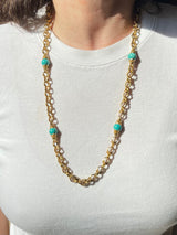 Greek Diamond Turquoise Gold Ram's Head Pendant Necklace