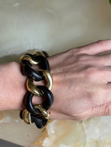 Seaman Schepps Ebony Wood Gold Large Link Bracelet