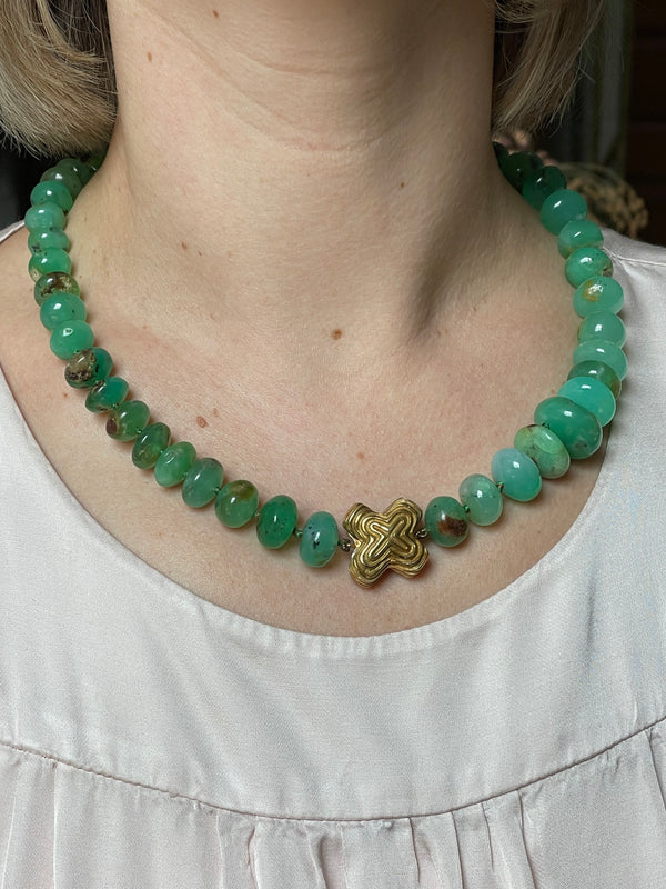 Christopher Walling Aventurine Bead Gold Necklace