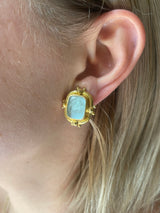 Elizabeth Locke Venetian Glass Intaglio Gold Earrings