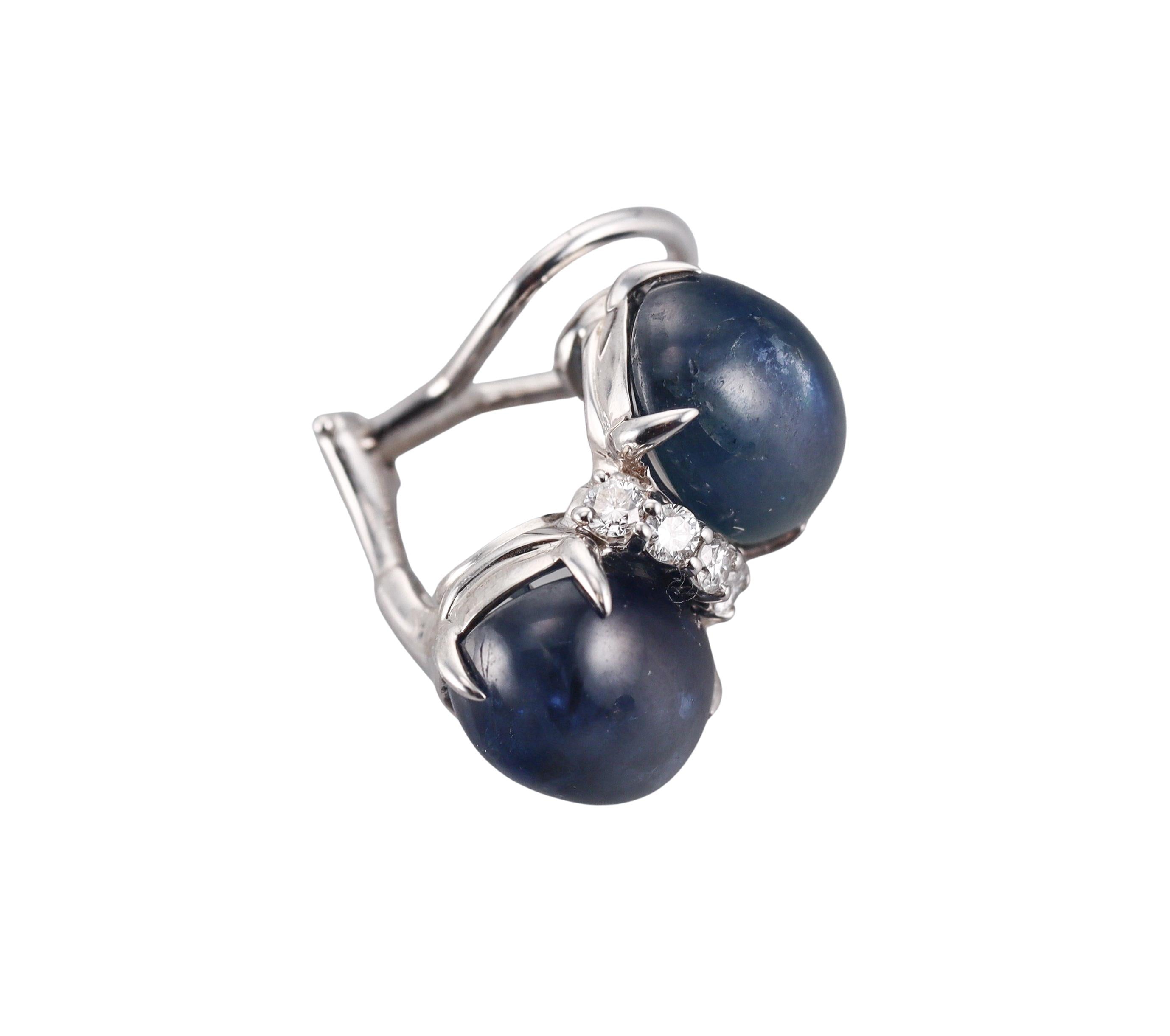 Seaman Schepps Sapphire Diamond Gold Earrings