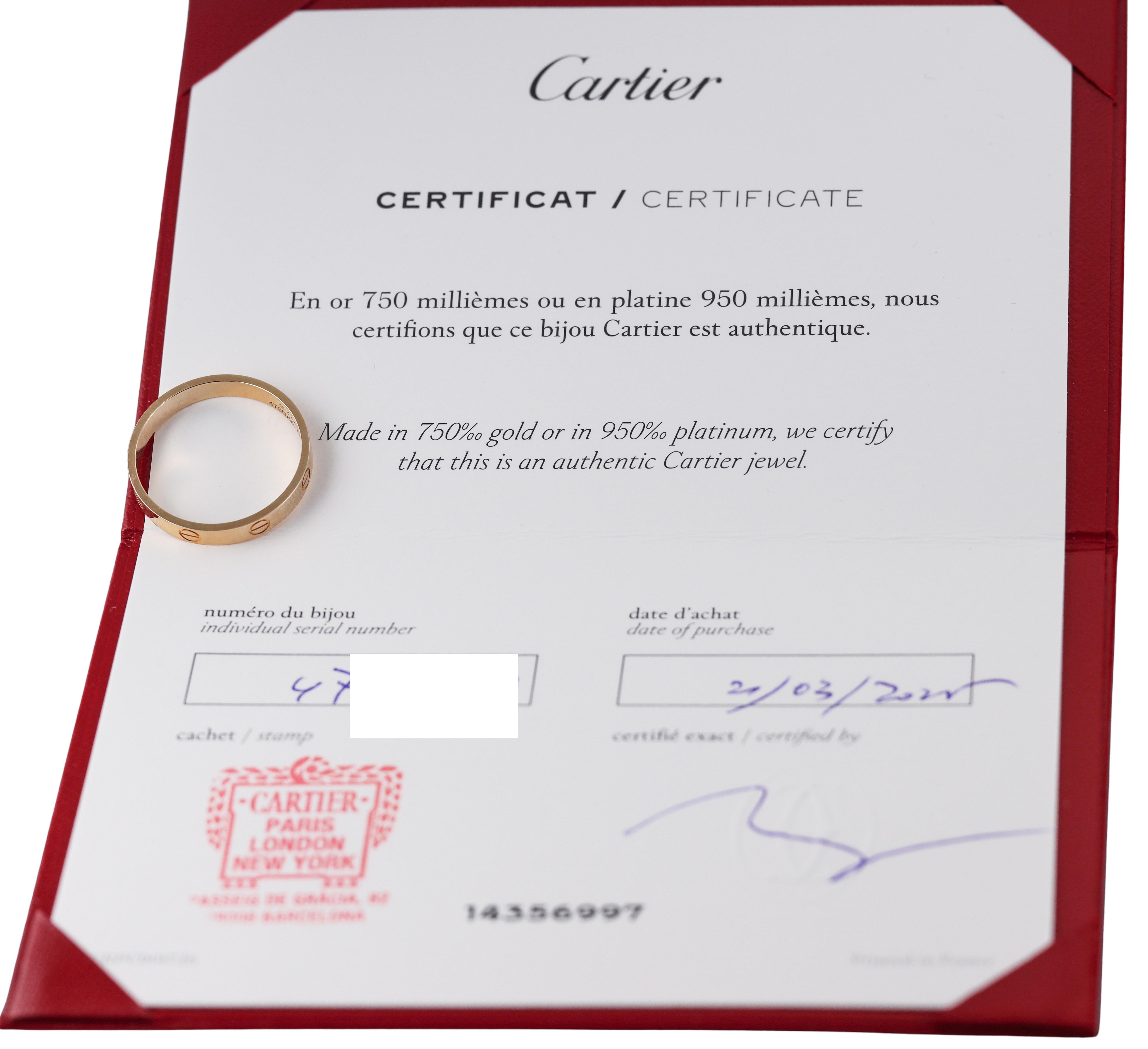 Cartier Love Gold Band Ring