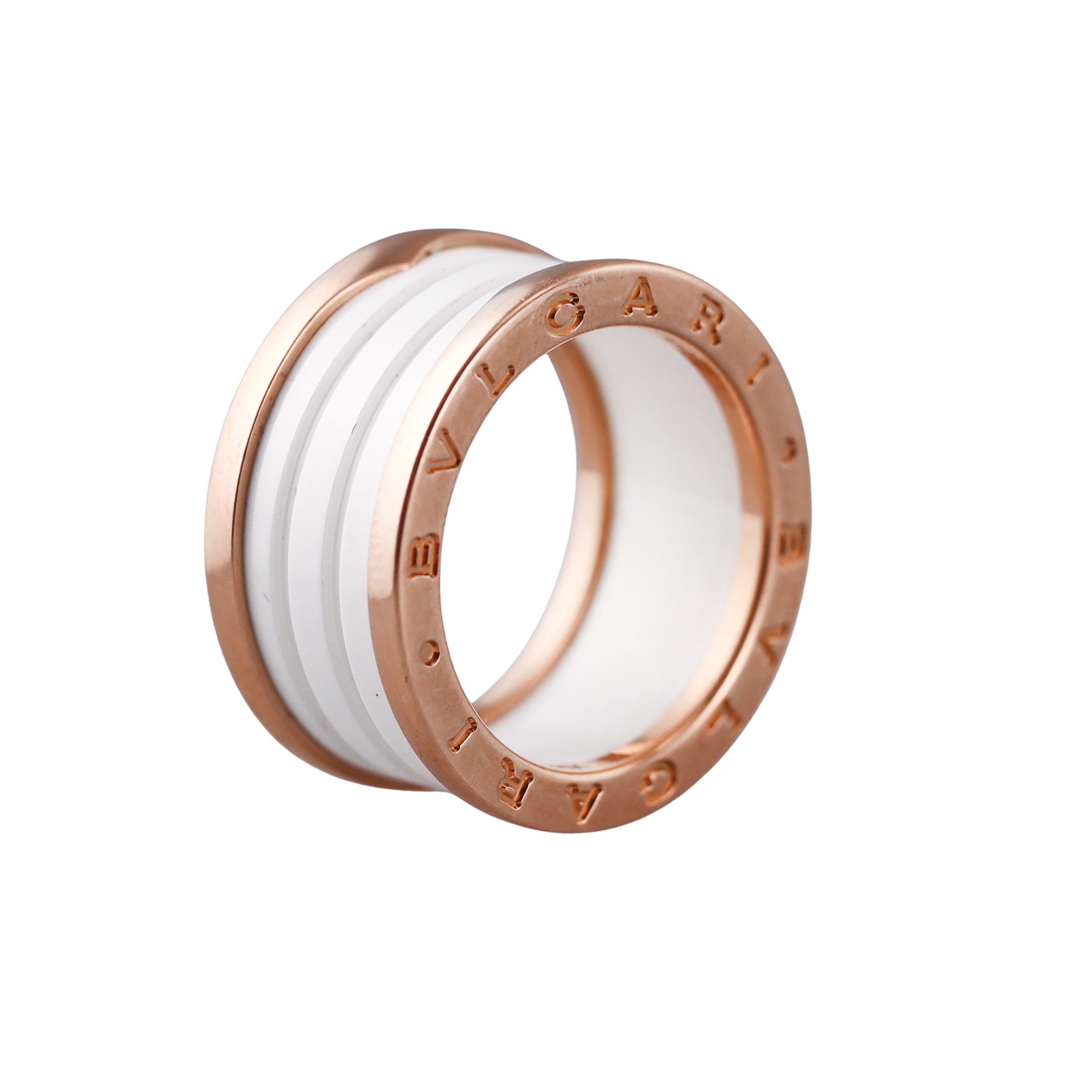 Bulgari B.Zero1 Gold White Ceramic Band Ring