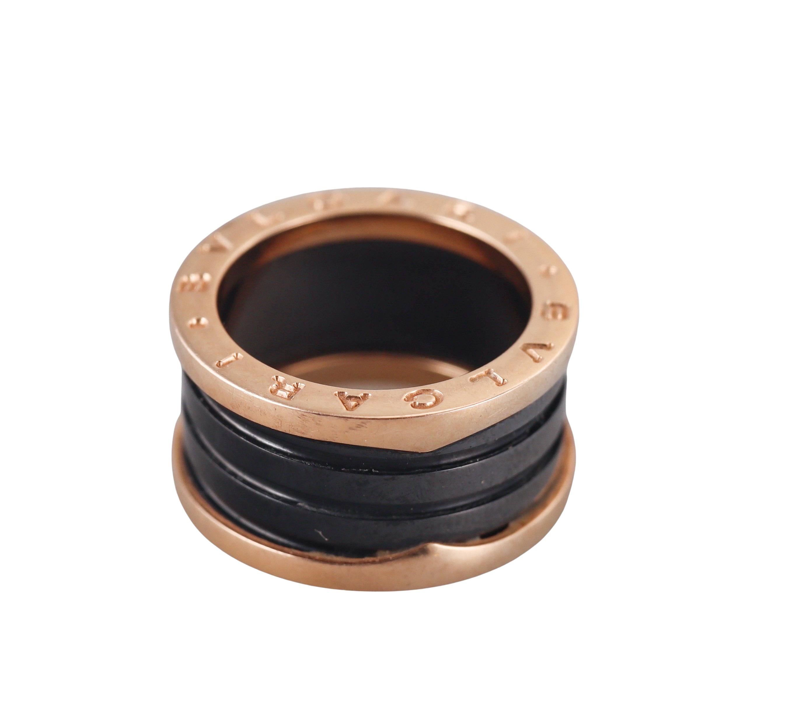 Bulgari B.Zero1 Gold Black Ceramic Band Ring