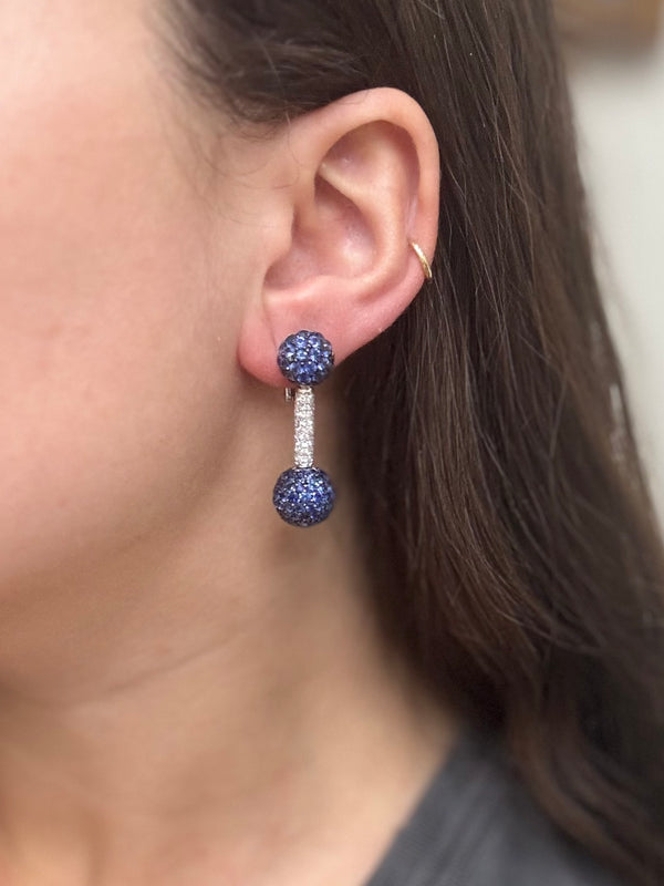 De Grisogono Boule Diamond Sapphire Gold Earrings