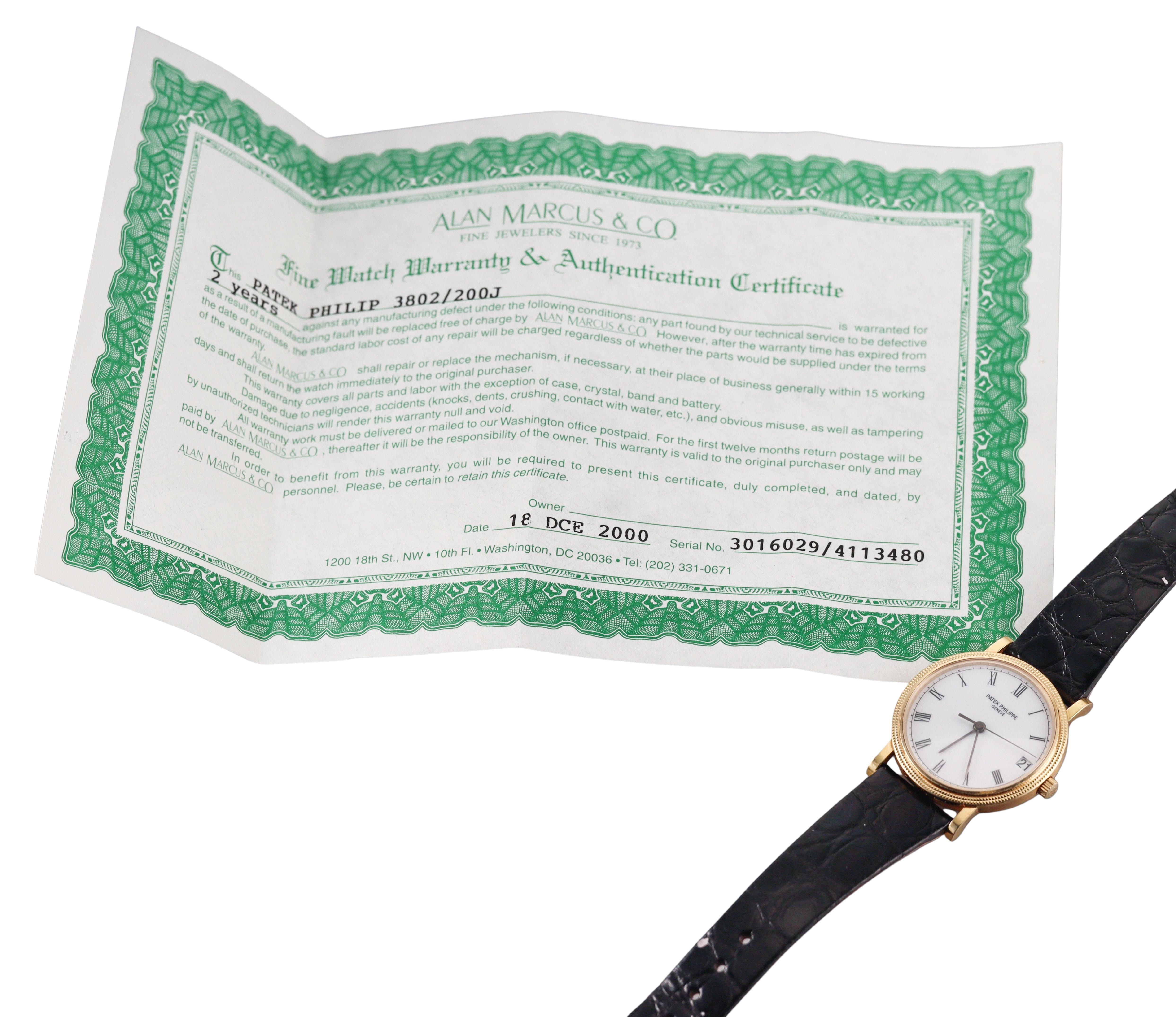 Patek Philippe Calatrava White Roman Dial Gold Watch 3802/200J
