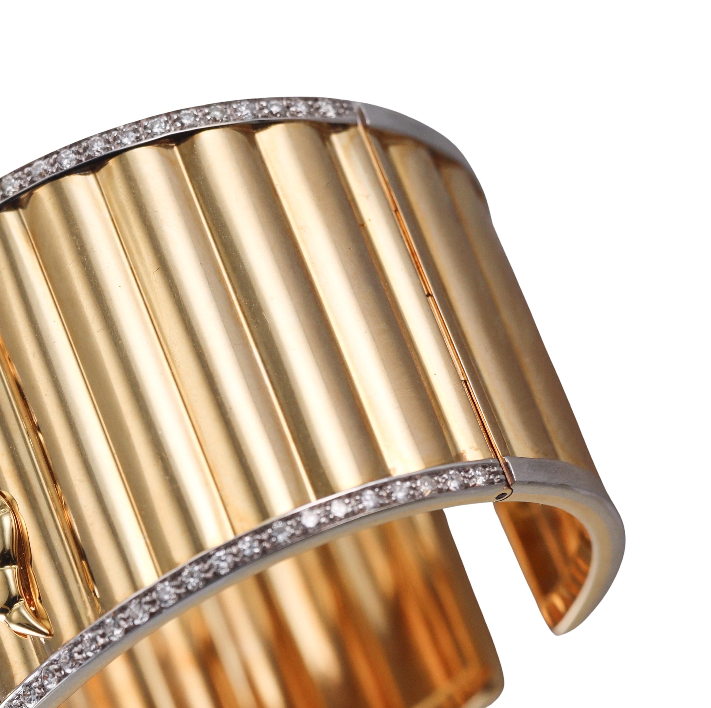 Valente Diamond Gold Scarab Beetle Cuff Bracelet