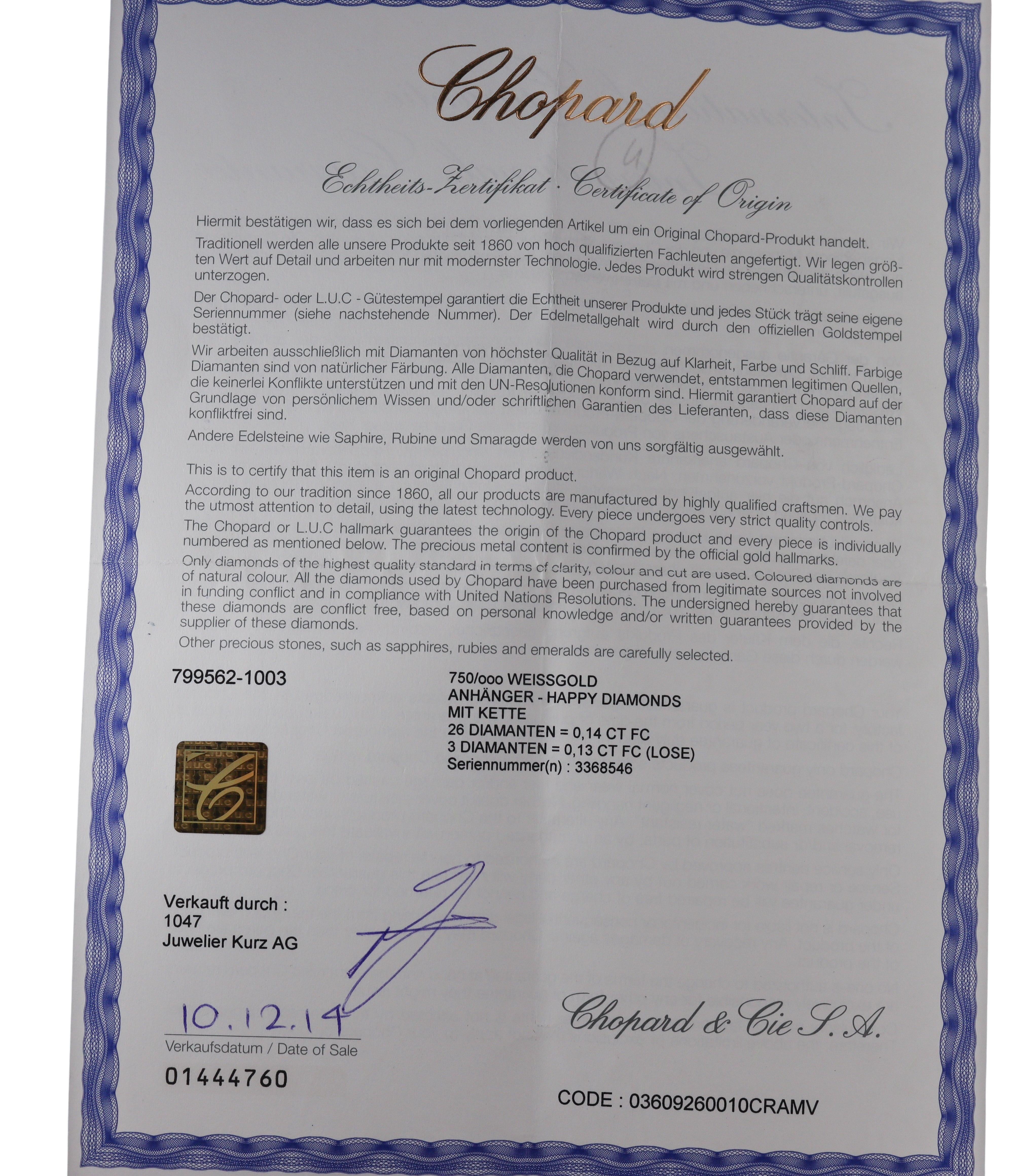 Chopard Happy Curves White Gold Diamond Pendant 799562-1003