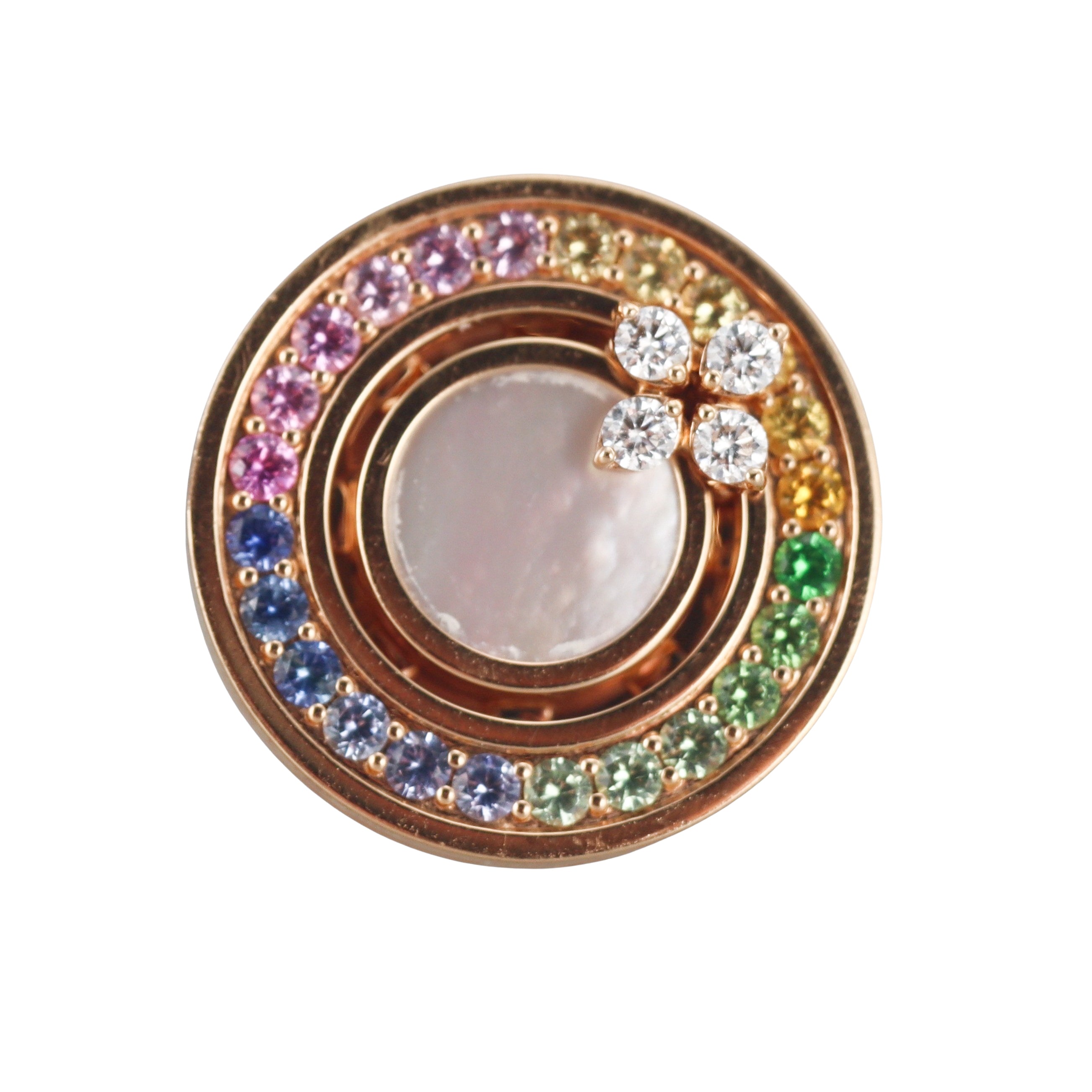 Roberto Coin Verona Multi Color Sapphire Diamond MOP Gold Ring