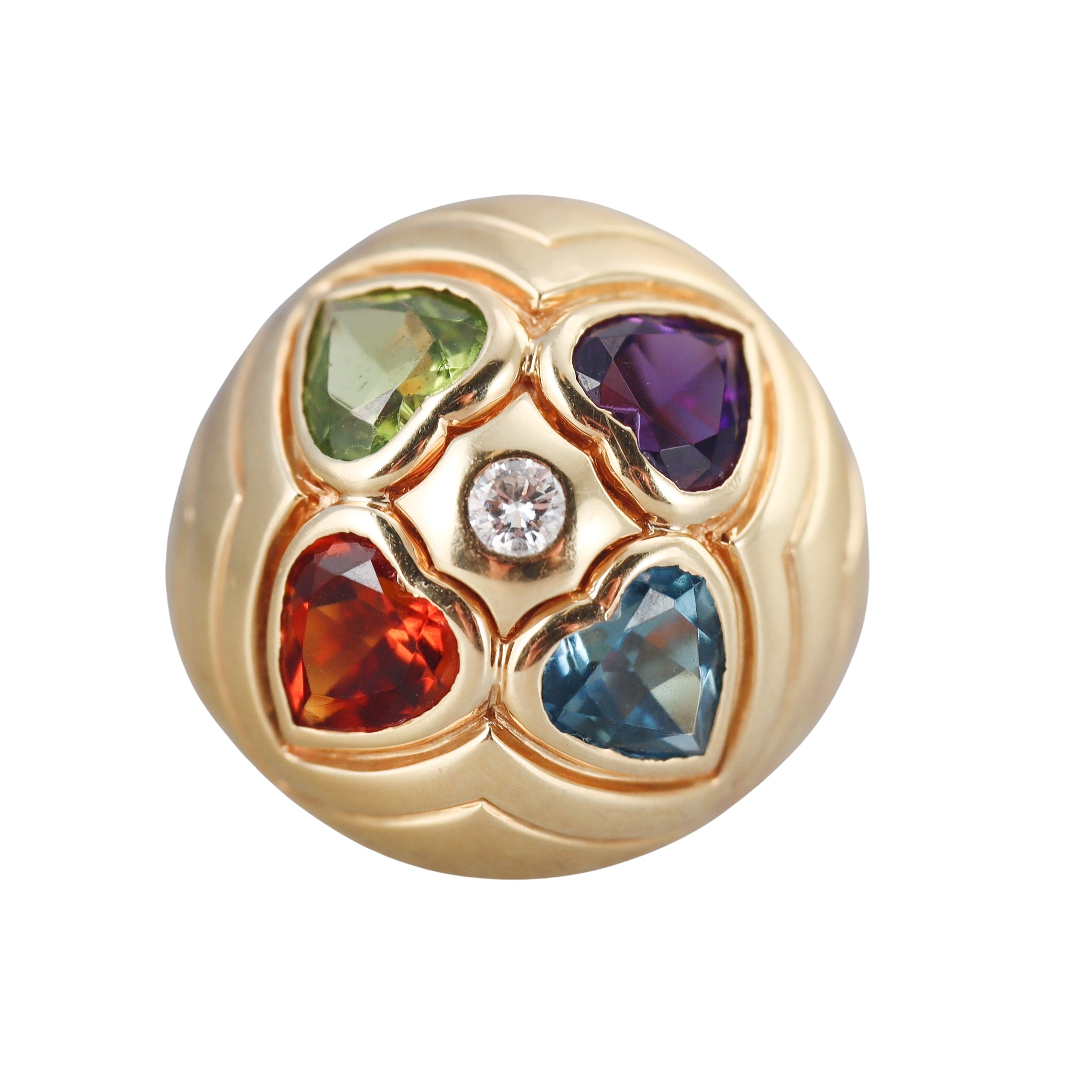 Bulgari Gemstone Diamond Gold Dome Ring