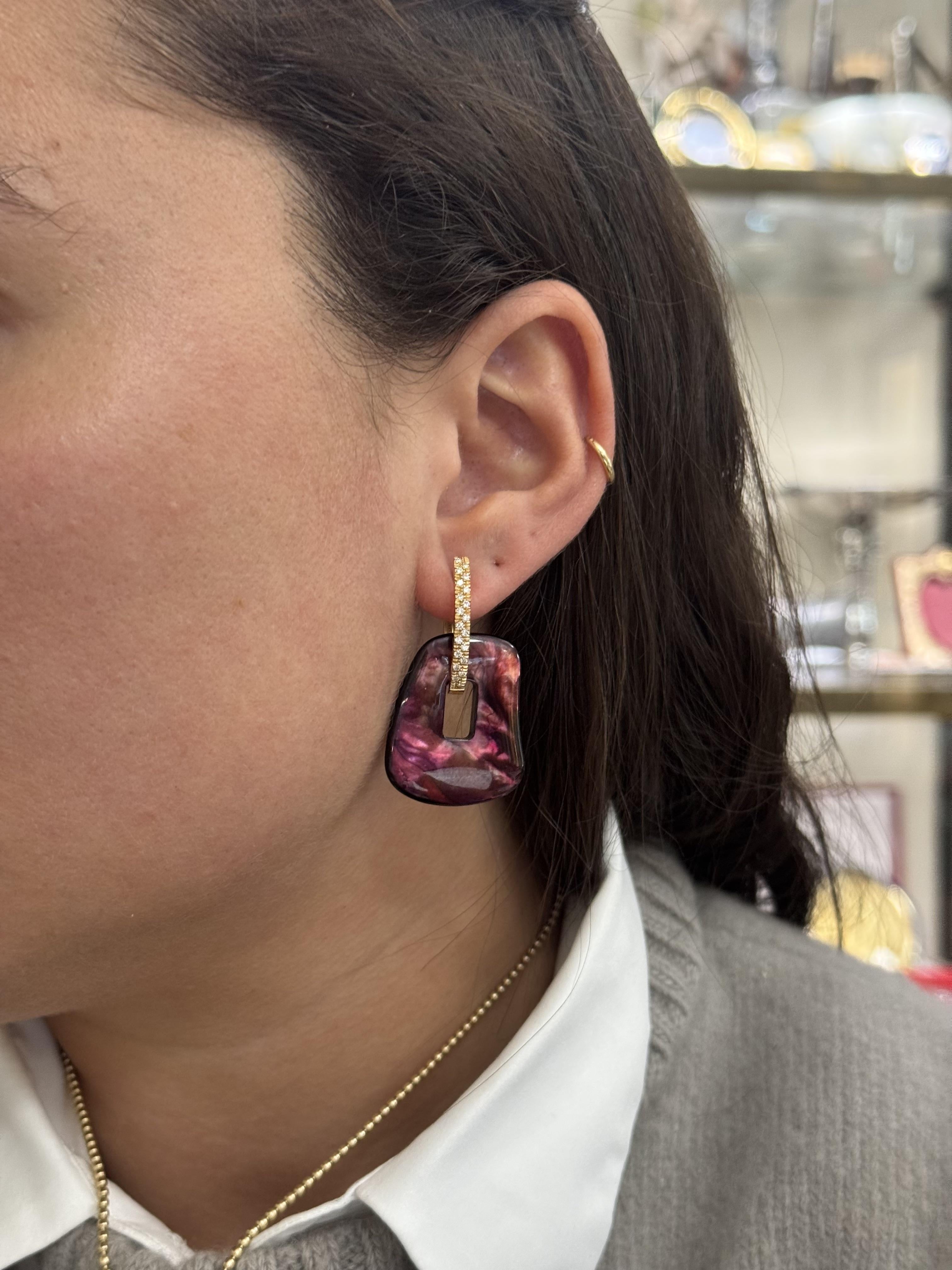 Mattioli Puzzle Diamond Rose Gold MOP Large Interchangeable Earrings