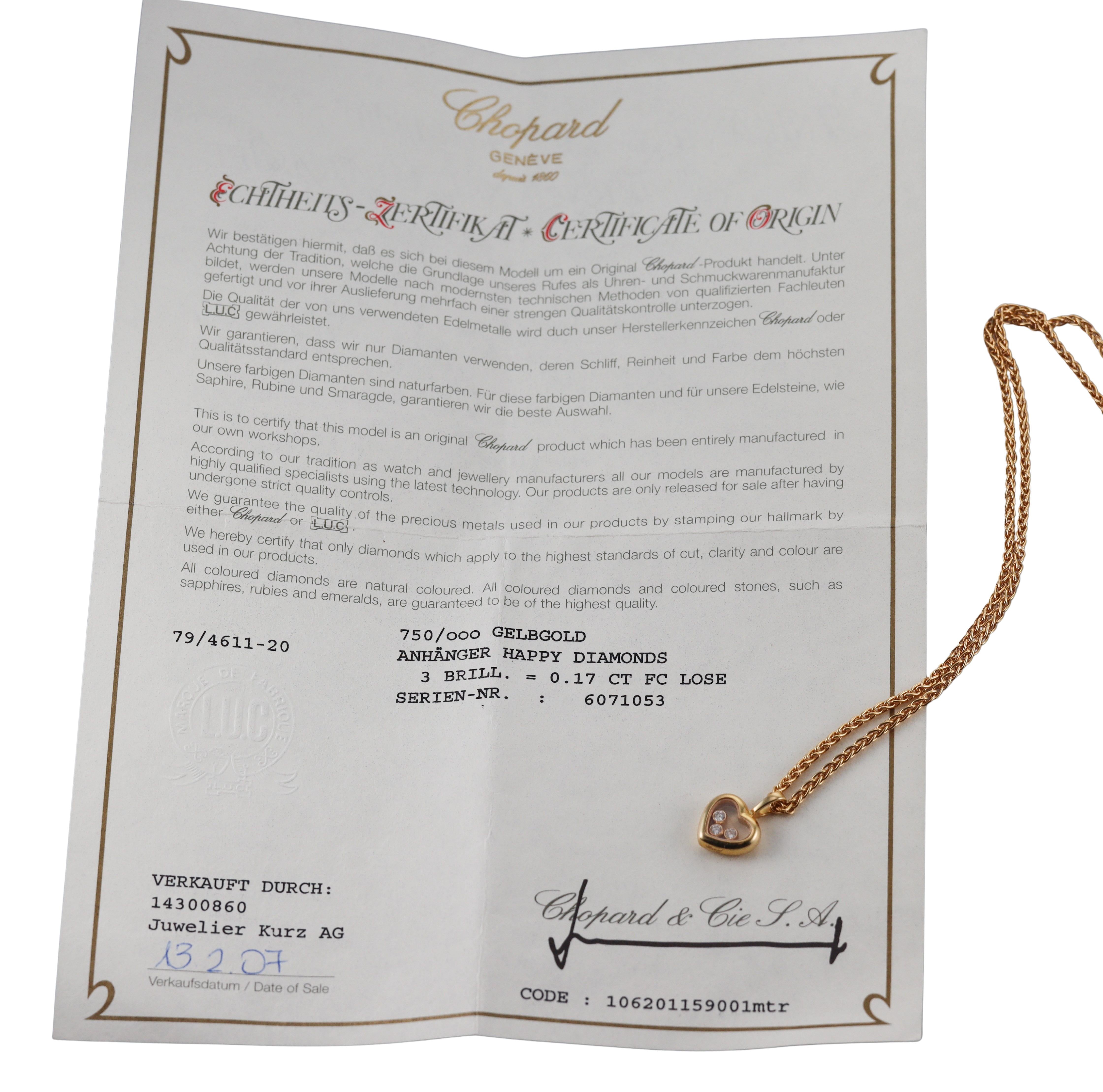 Chopard Happy Diamonds Gold Heart Pendant Necklace 79/4611-20