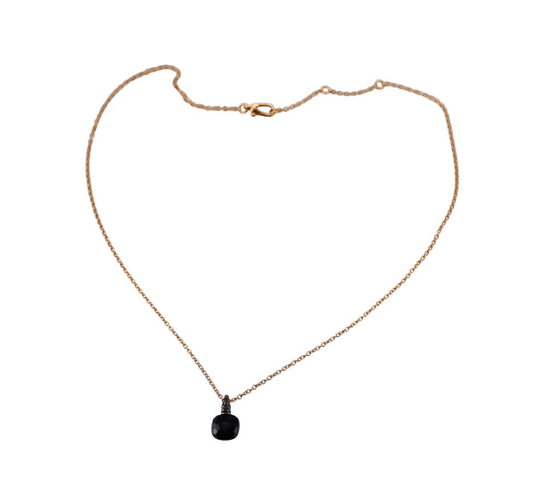 Pomellato Capri Rose Gold Onyx Black Diamond Pendant Necklace