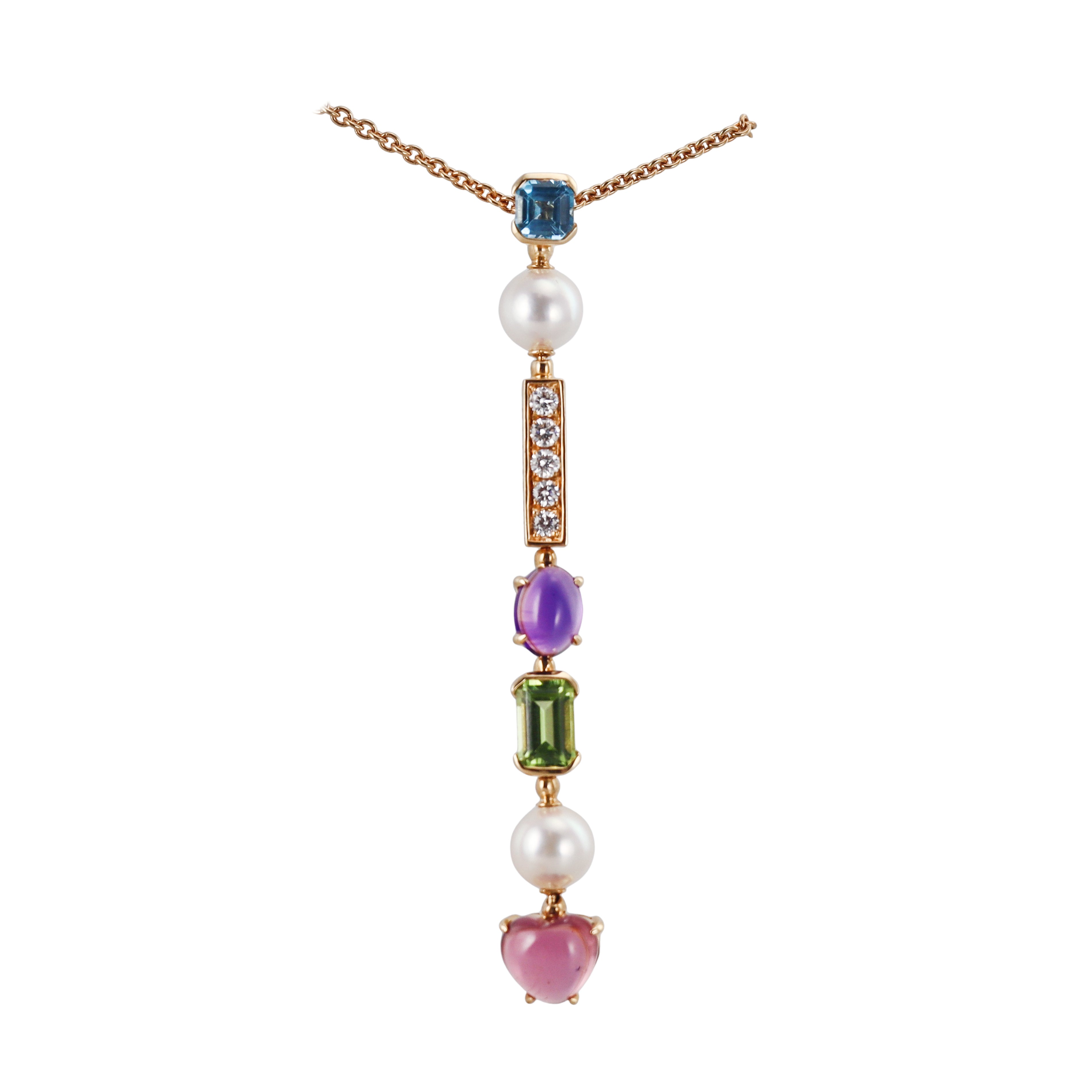 Bulgari Allegra Diamond Gemstone Pearl Pendant Necklace