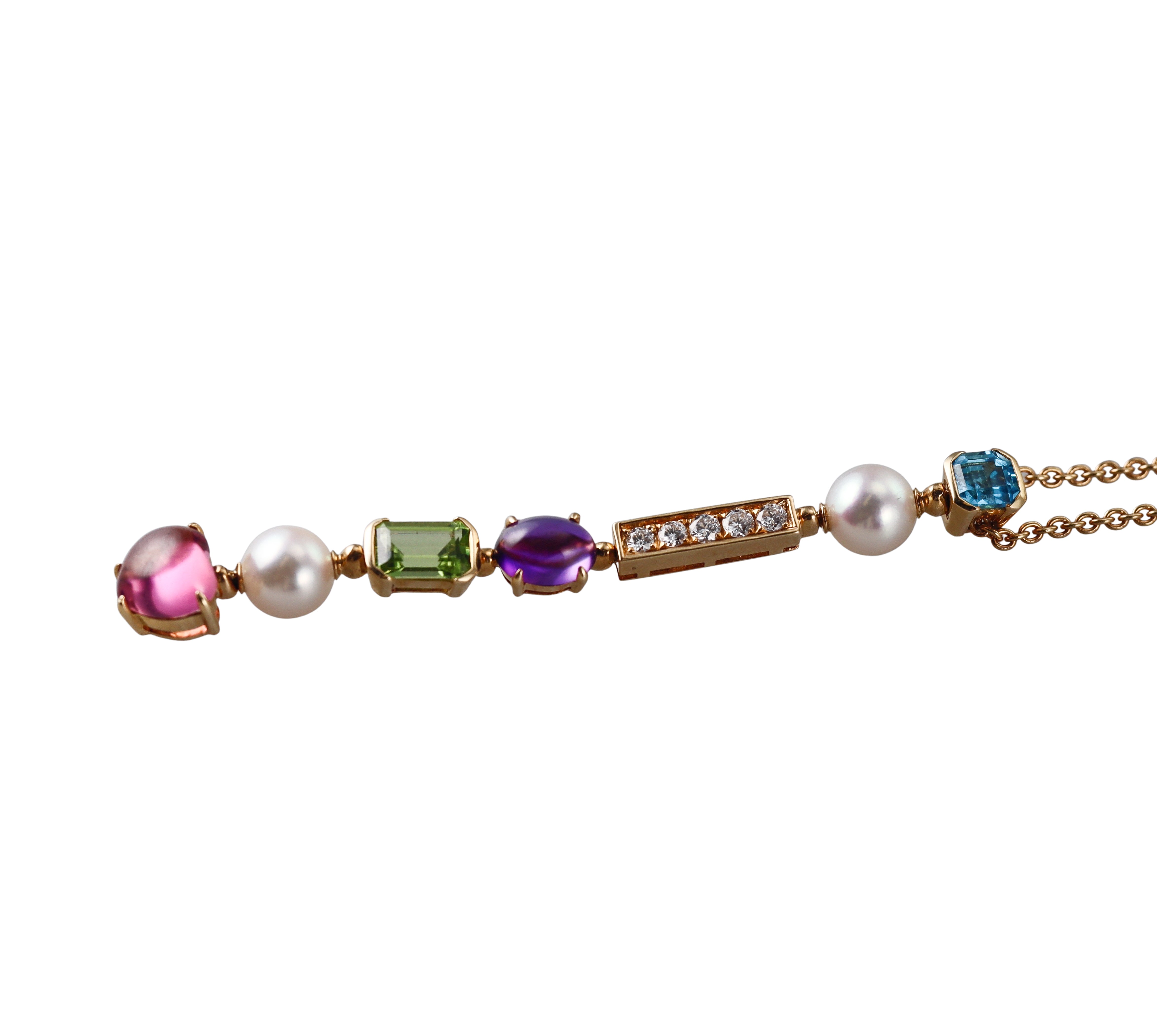 Bulgari Allegra Diamond Gemstone Pearl Pendant Necklace