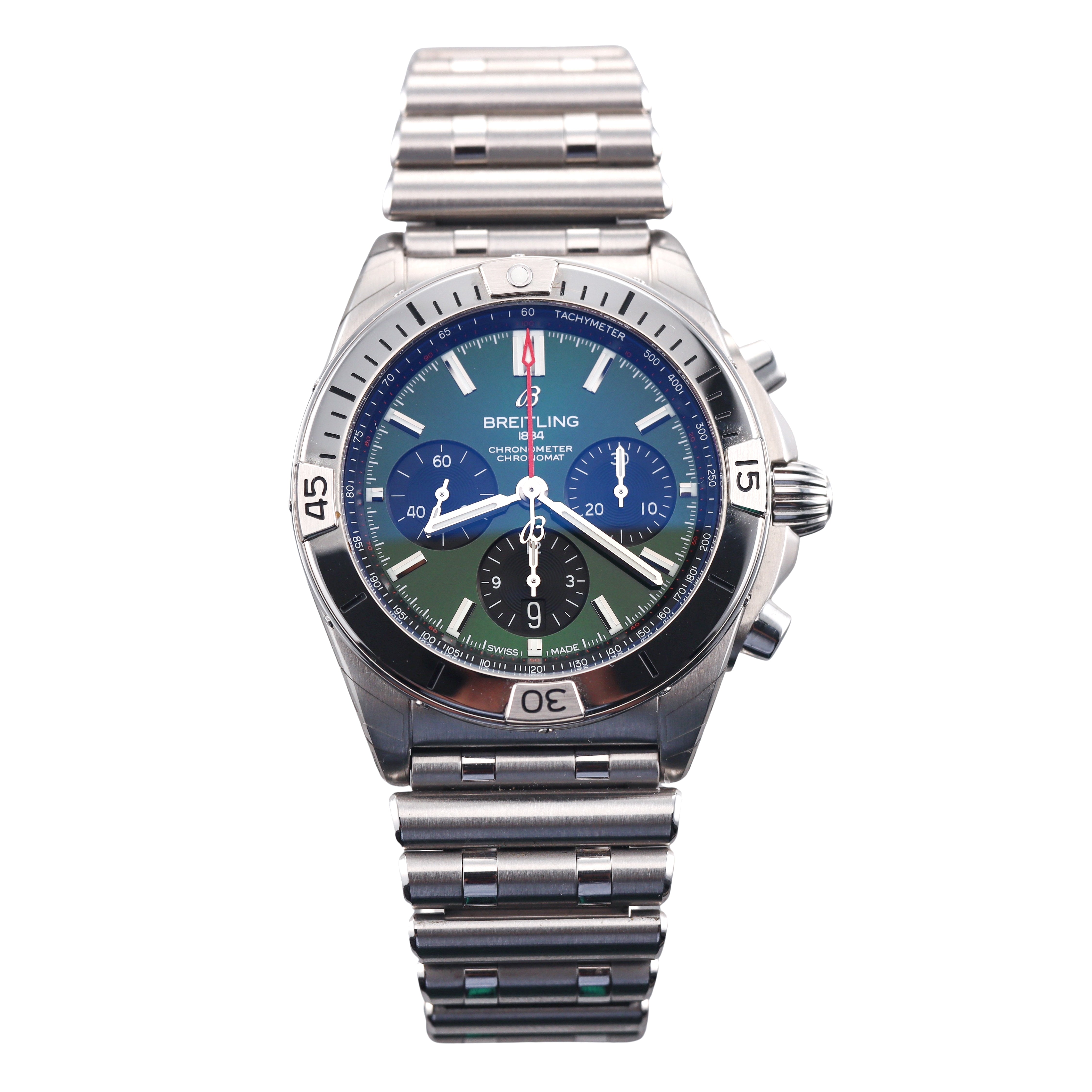 Breitling Chronomat Chronograph Green Dial Watch AB0134