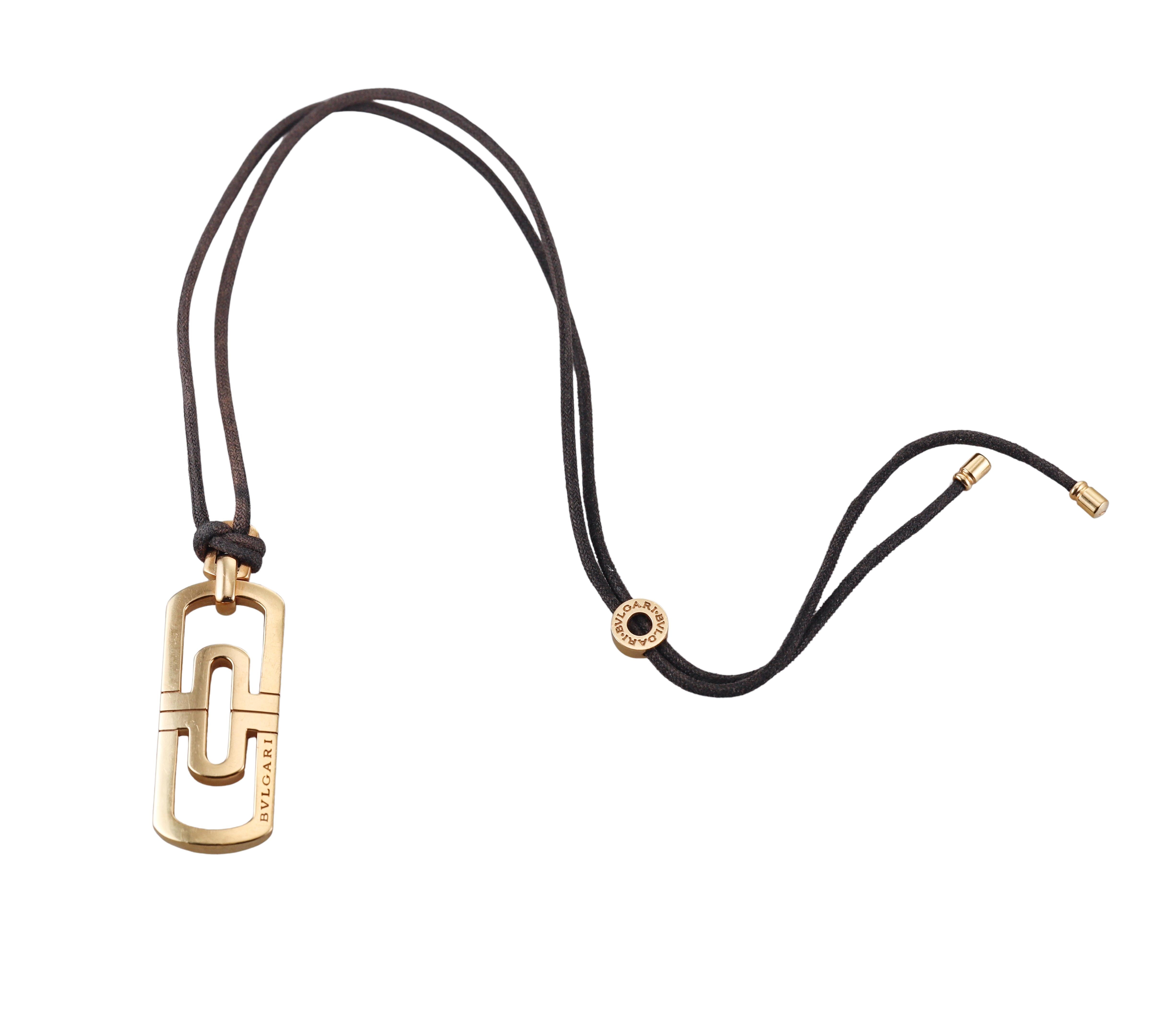 Bulgari Parentesi Gold Pendant Cord Necklace