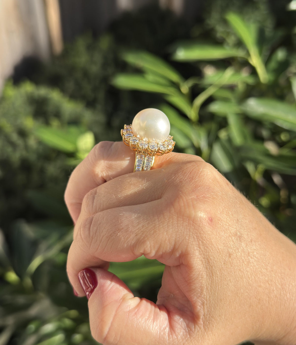 Diamond 16mm South Sea Pearl Gold Cocktail Ring