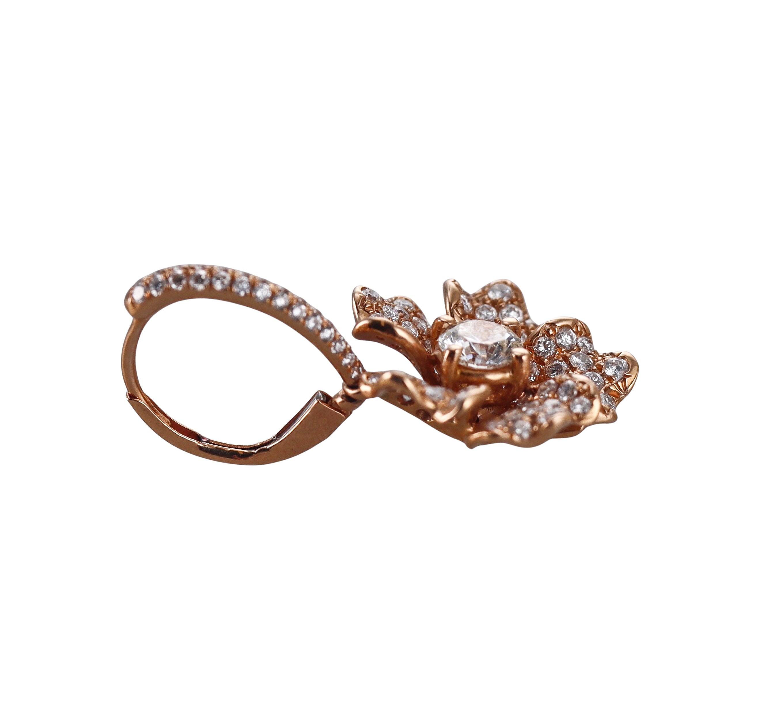 Diamond Rose Gold Flower Earrings