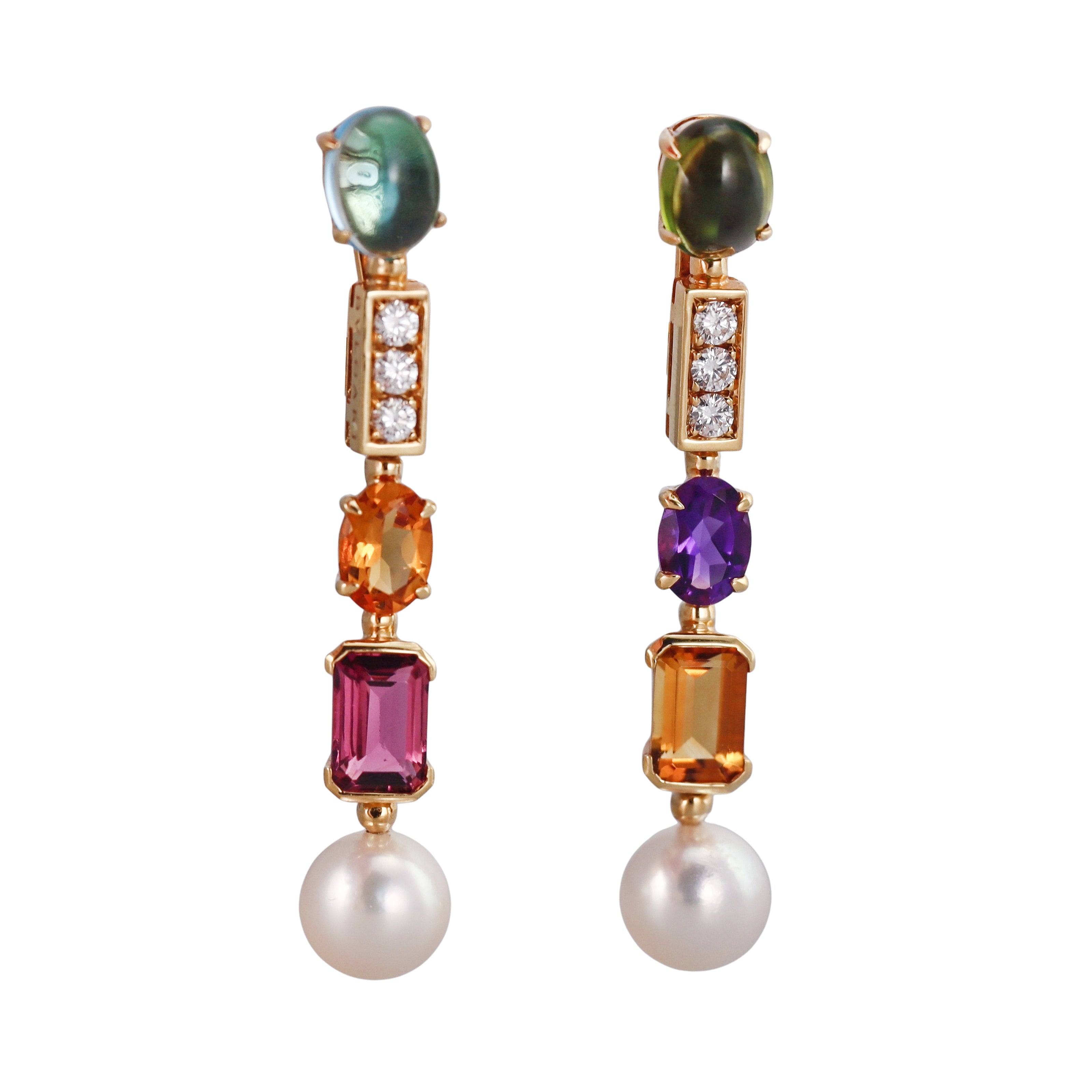 Bulgari Allegra Diamond Gemstone Gold Earrings
