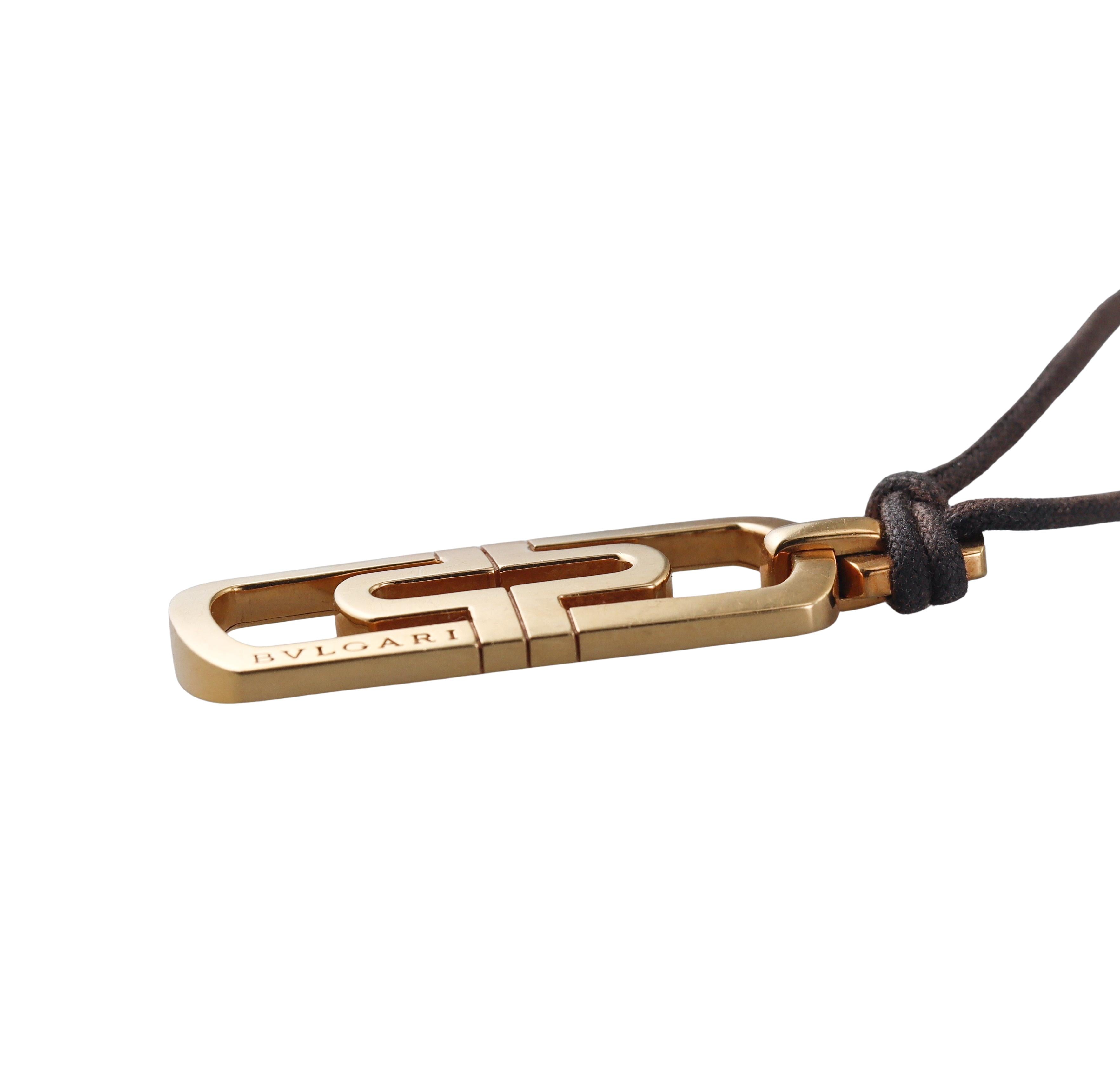 Bulgari Parentesi Gold Pendant Cord Necklace
