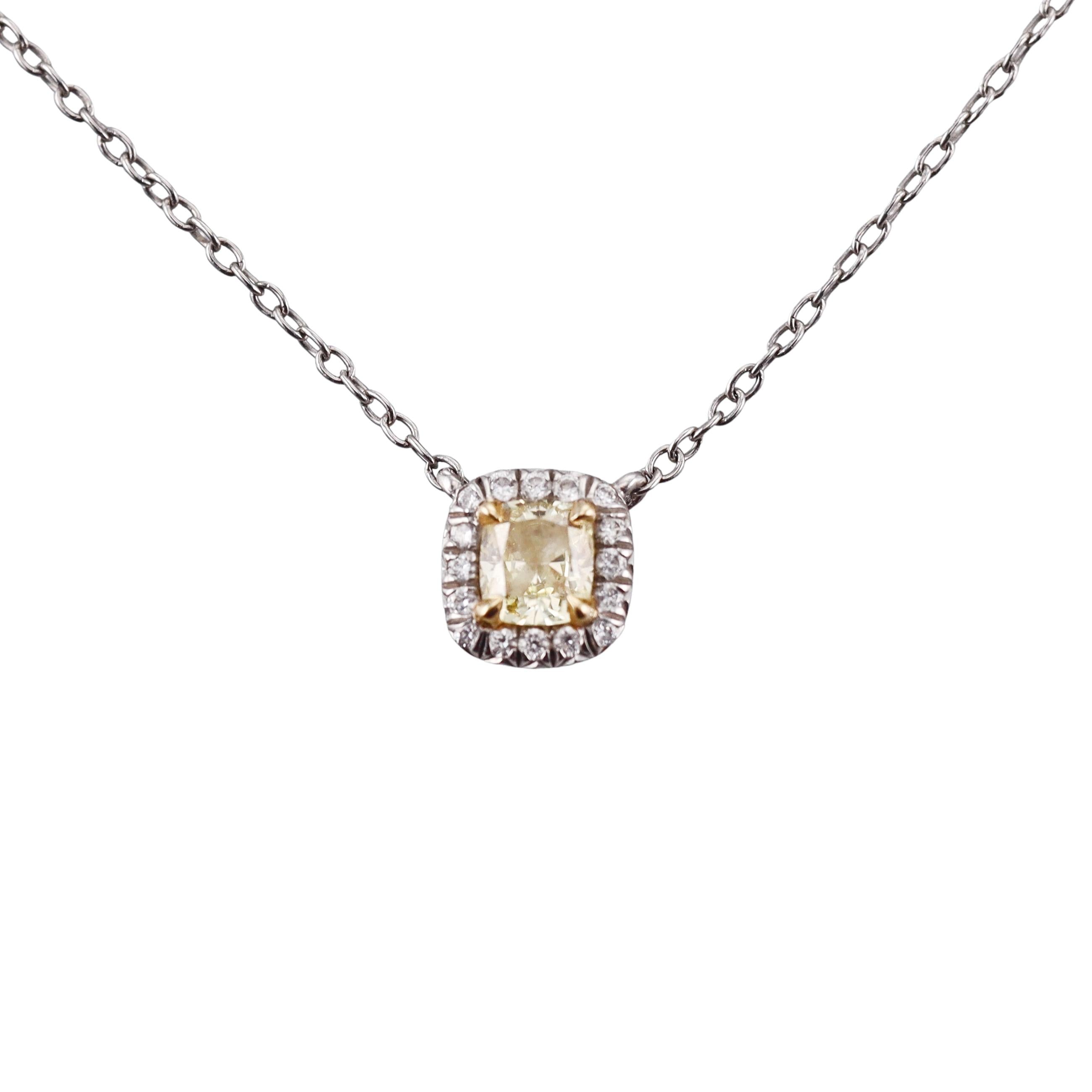 Tiffany & Co 0.25ct Fancy Intense Yellow Diamond Platinum Pendant