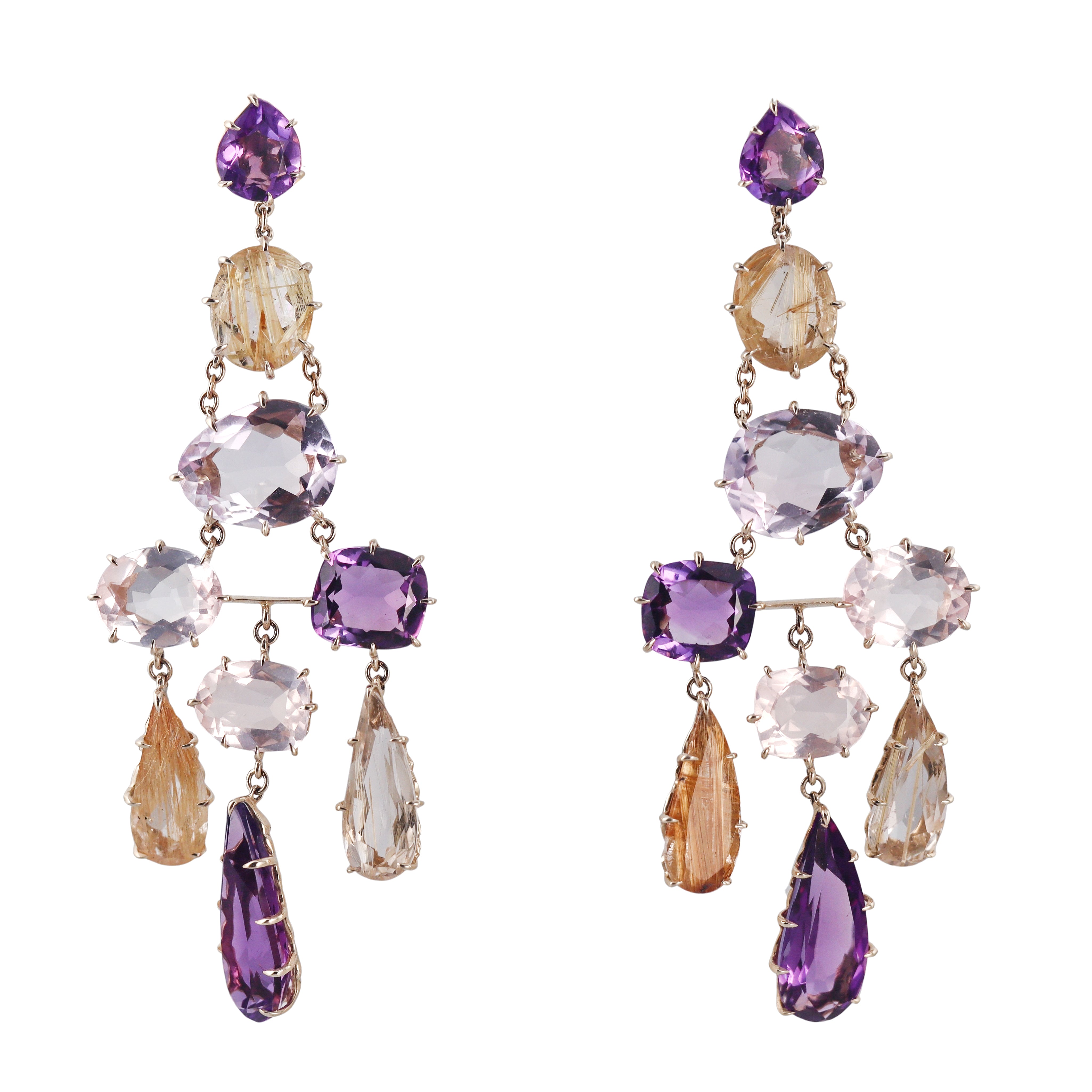 H. Stern Primavera Gold Quartz Chandelier Drop Earrings