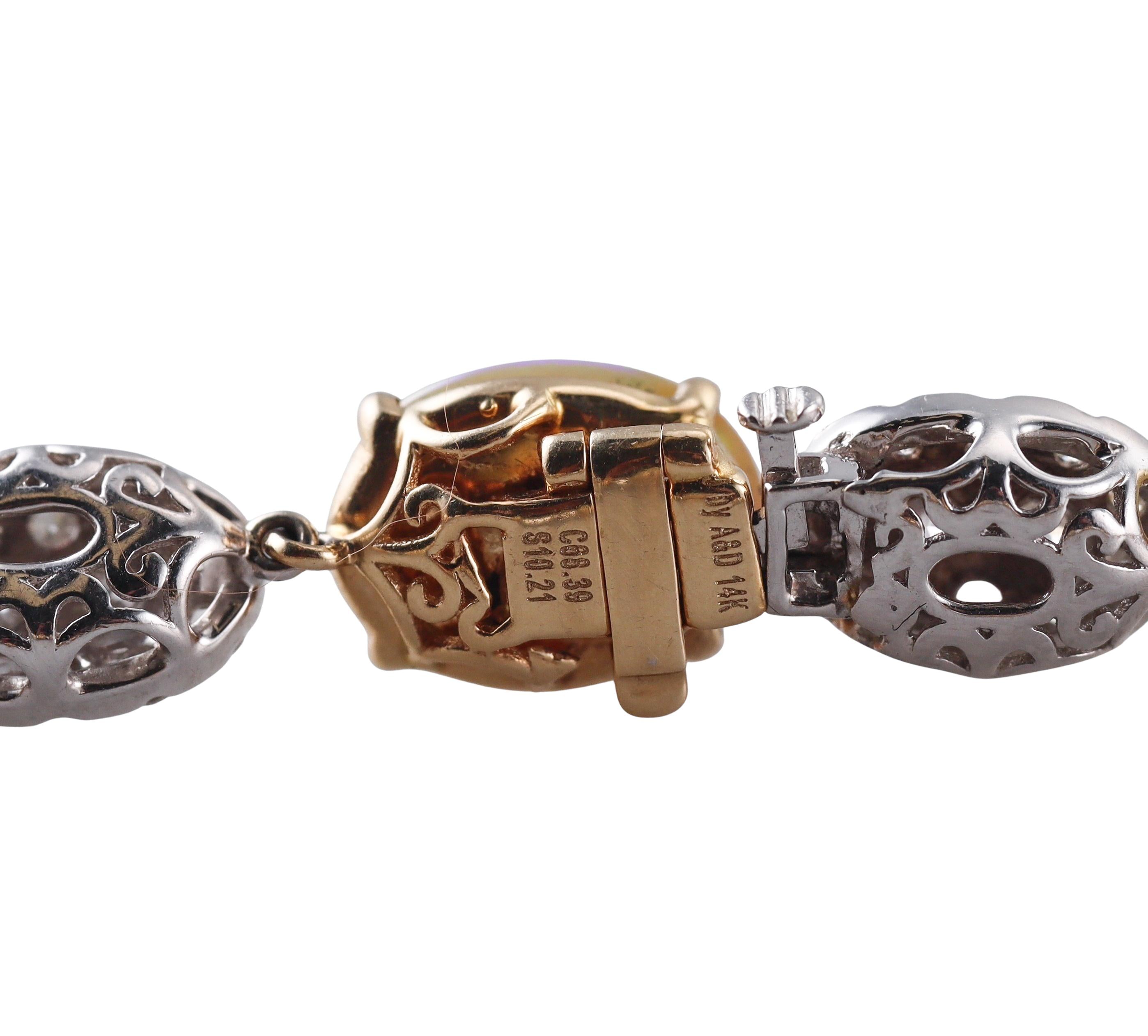 68.39ctw Opal 10.21ctw Diamond Gold Necklace