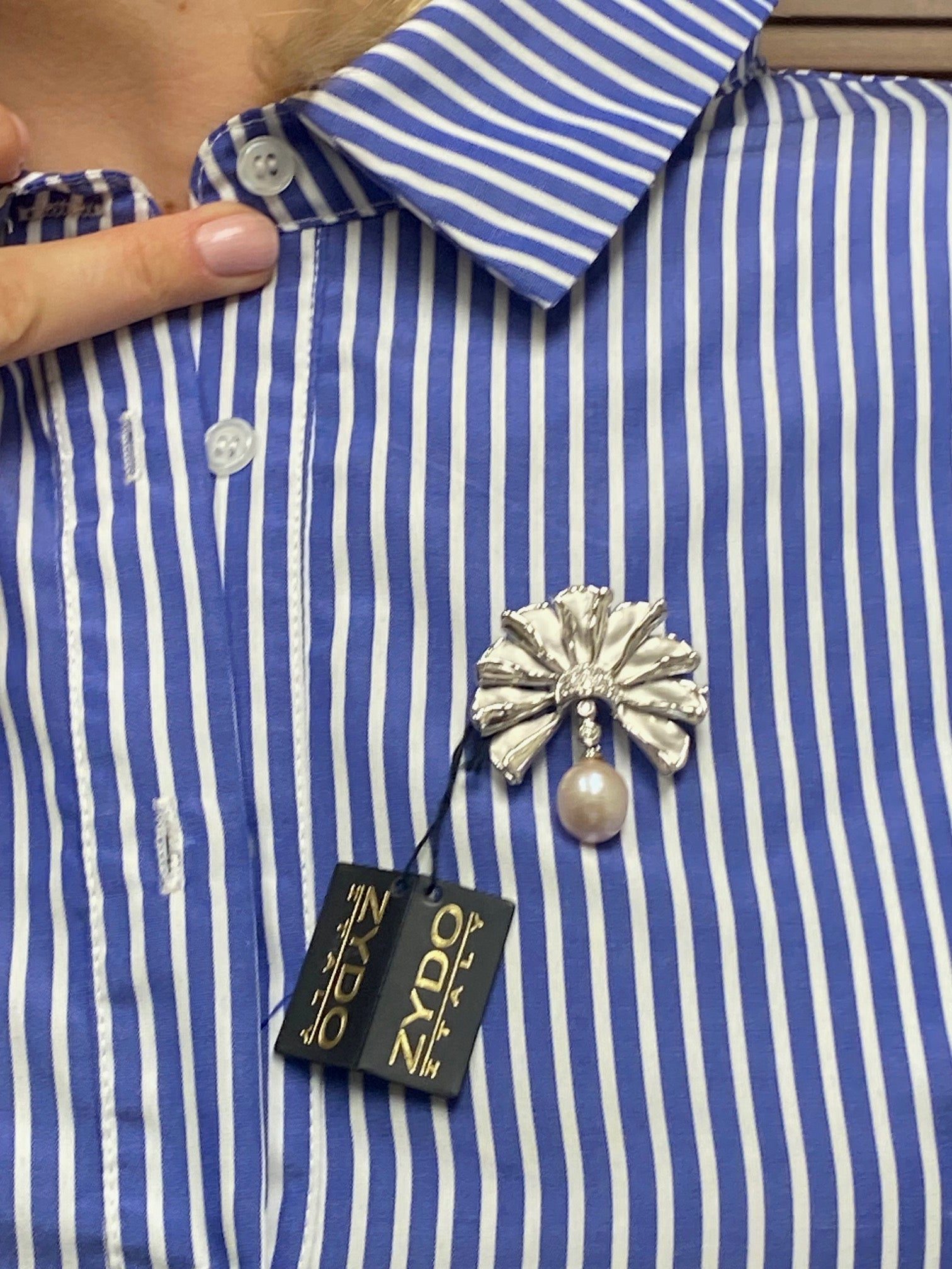 Zydo Diamond Pearl Gold Brooch Pin