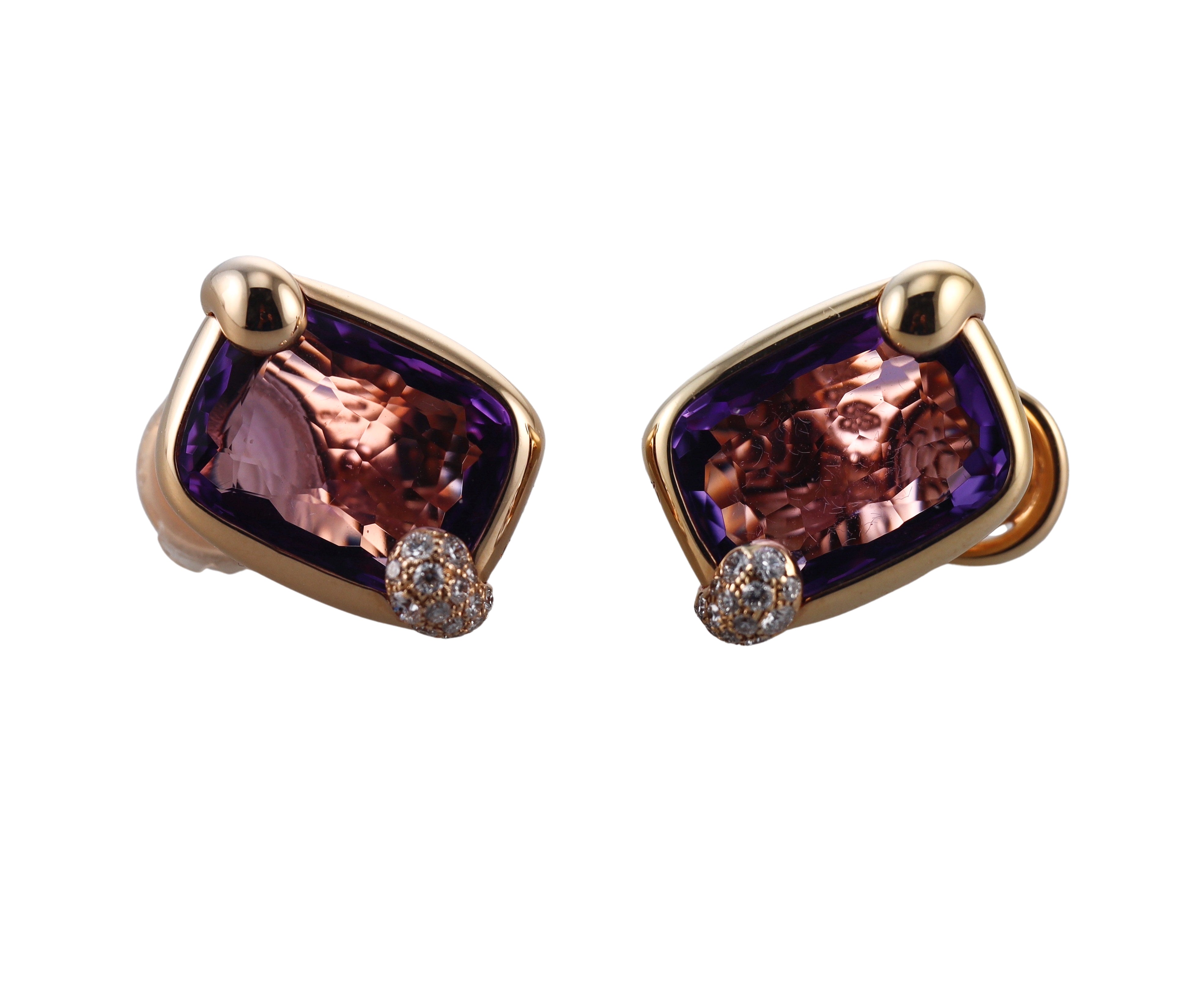 Pomellato Ritratto Gold Amethyst Diamond Earrings