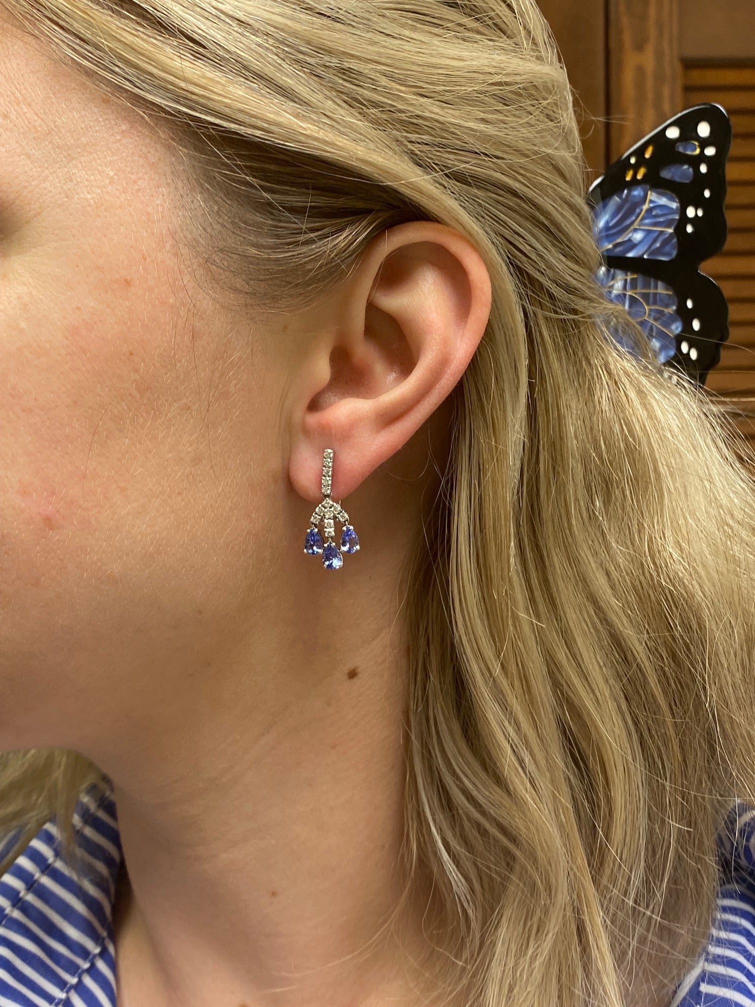 Gianni Lazzaro Diamond Tanzanite Gold Drop Earrings