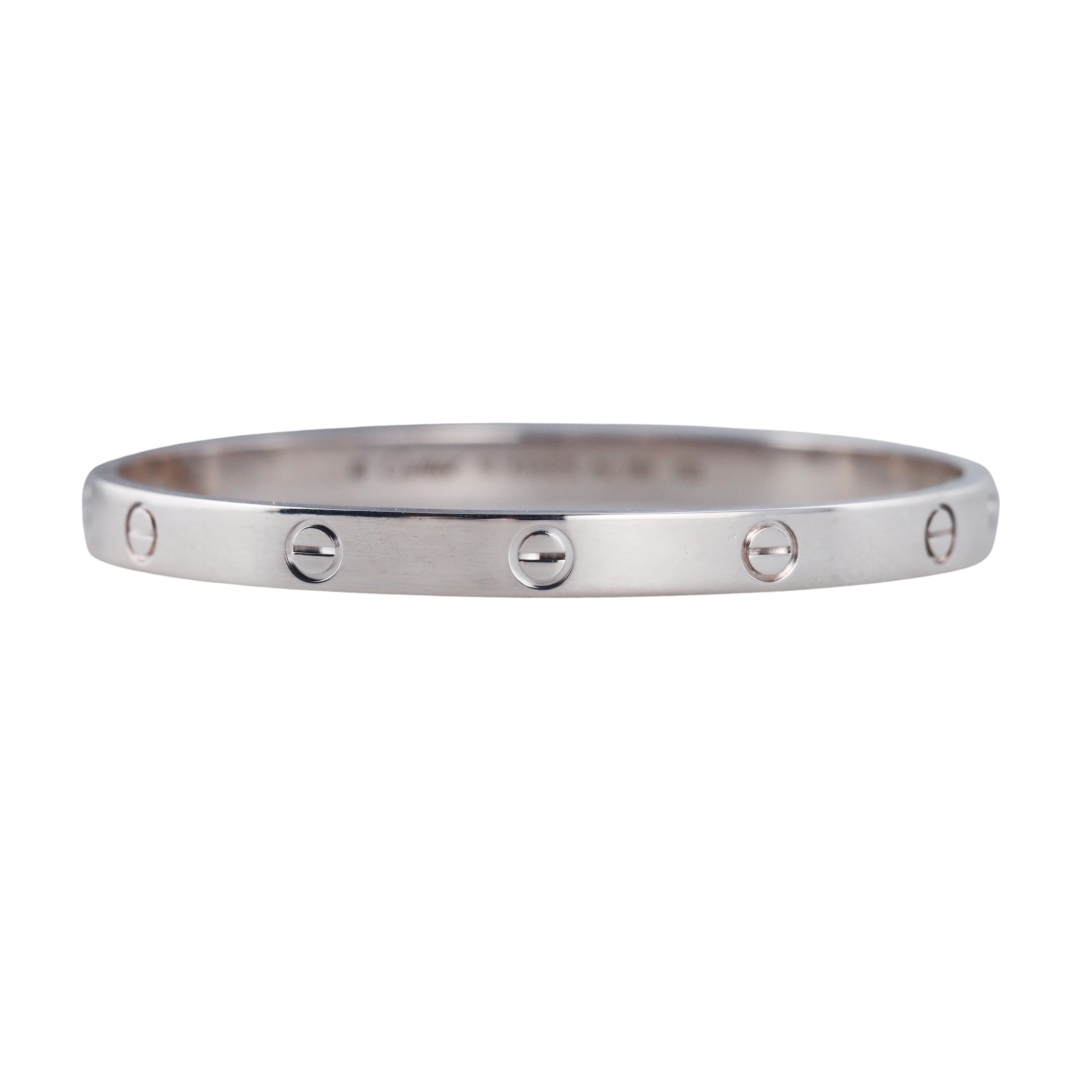 Cartier Love White Gold Classic Model Bracelet Size 19