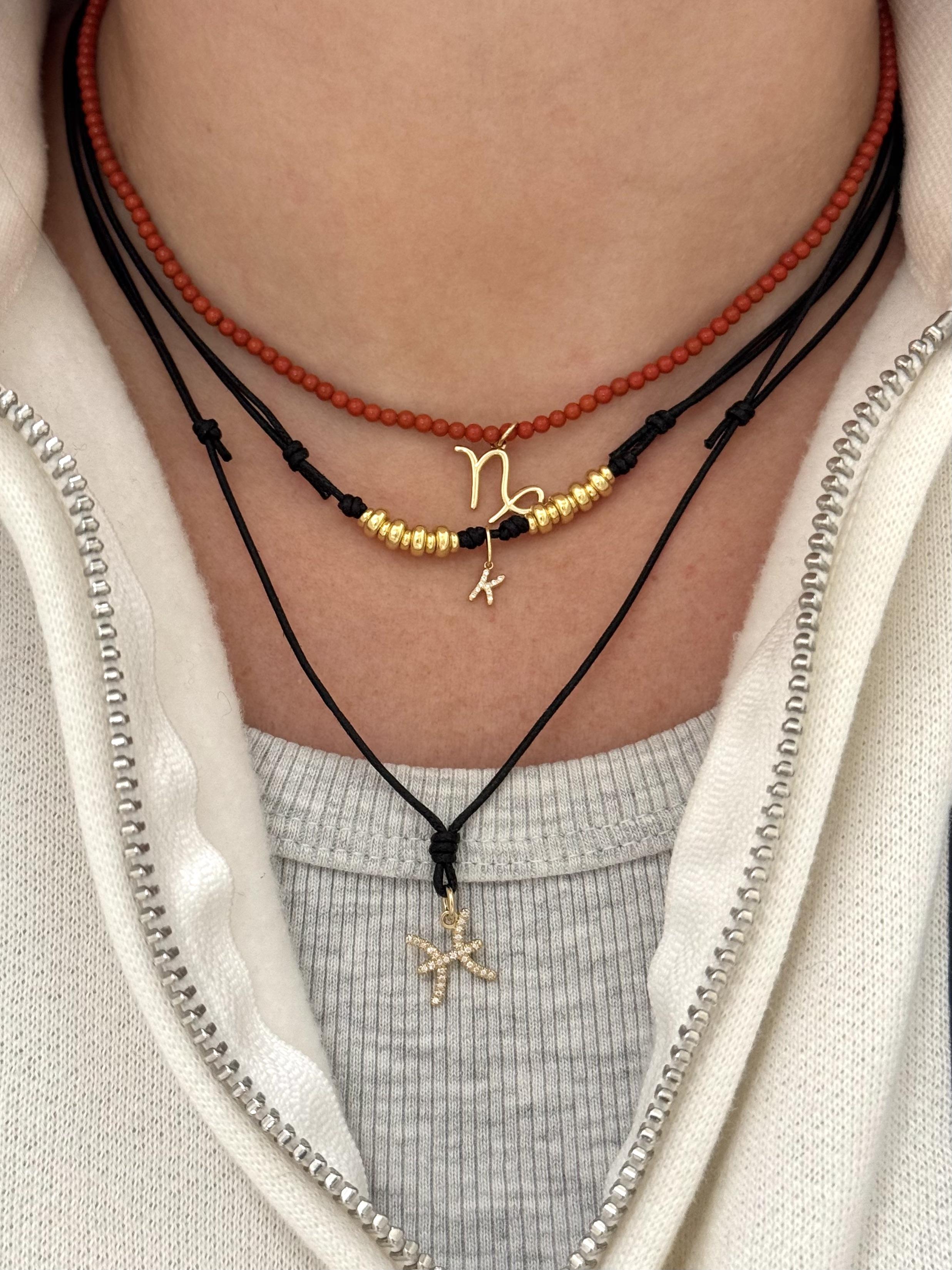 Mastrogioielli Gold Coral Zodiac Capricorn Charm Necklace