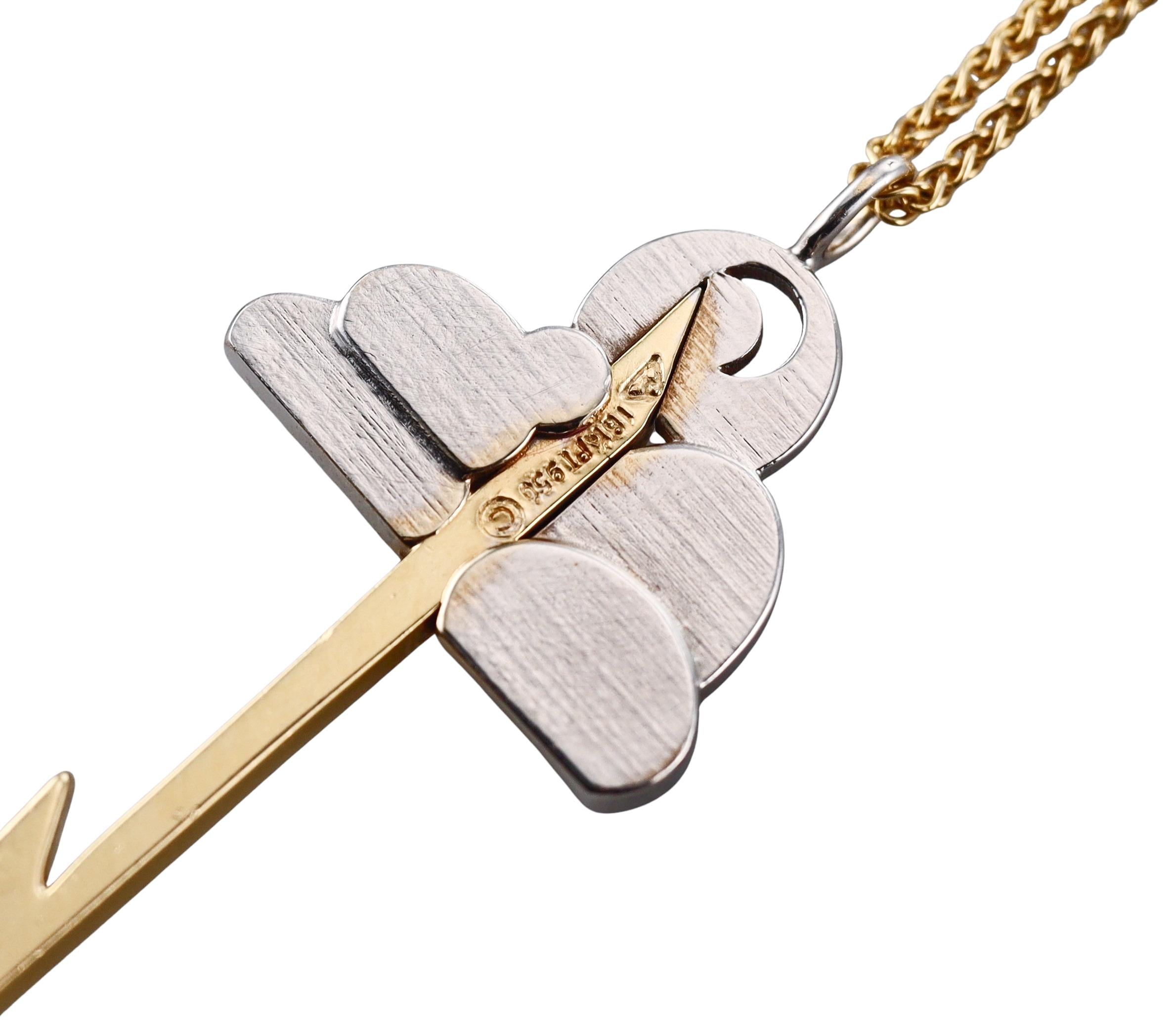 Michael Bondanza Gold Platinum Lightning Cloud Pendant Necklace