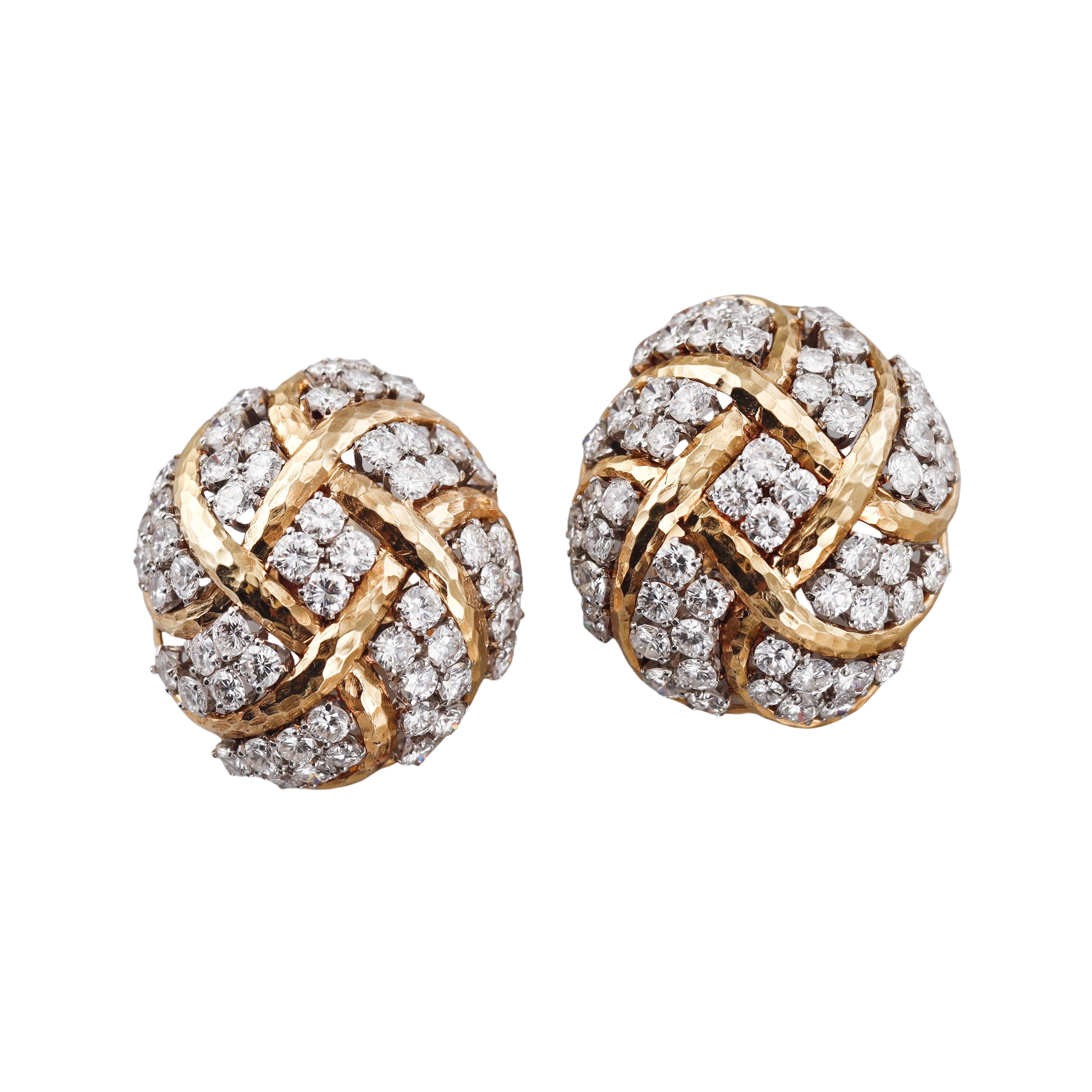 Vintage David Webb Carat Diamond Gold Platinum Earrings