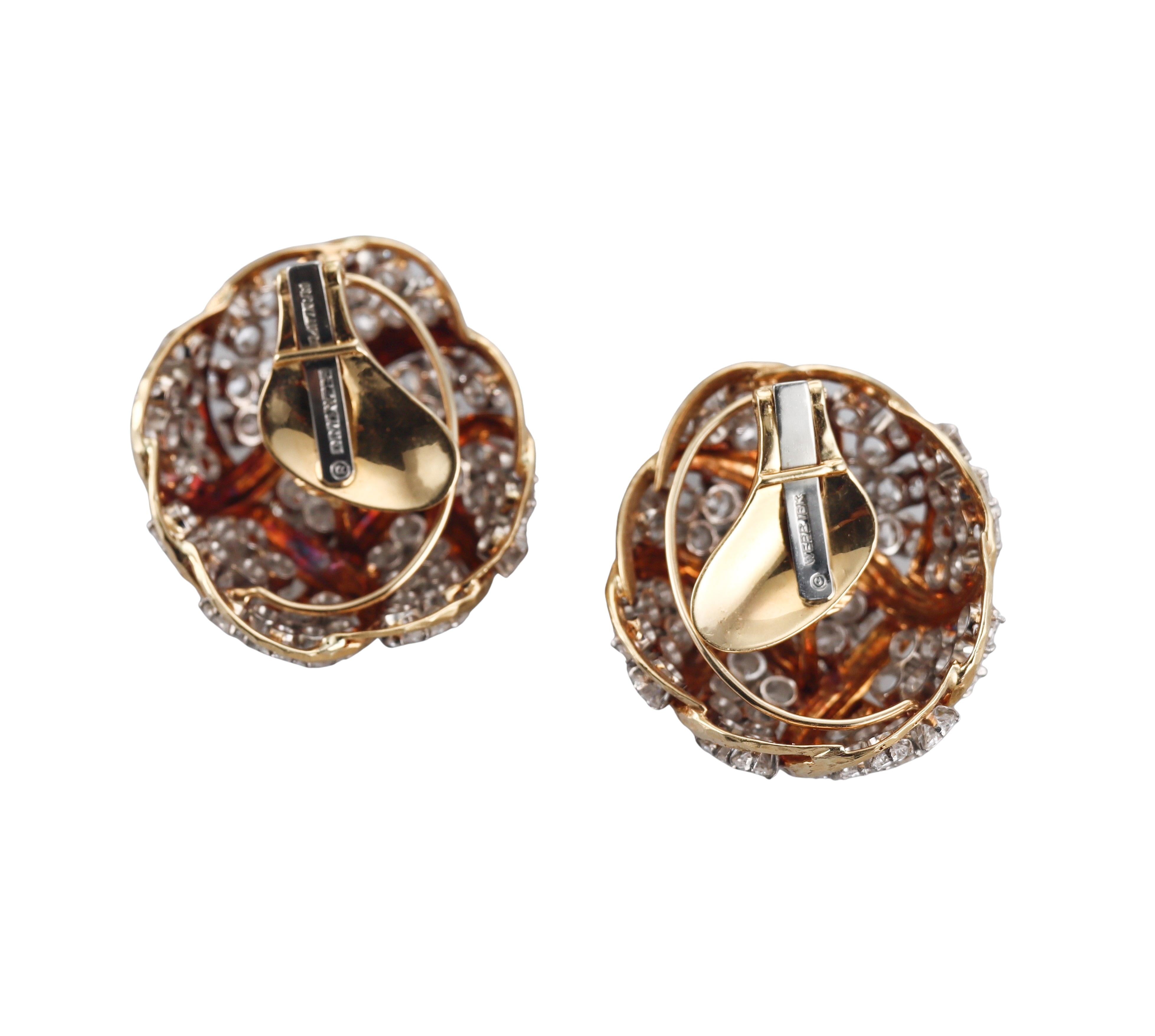 Vintage David Webb Carat Diamond Gold Platinum Earrings