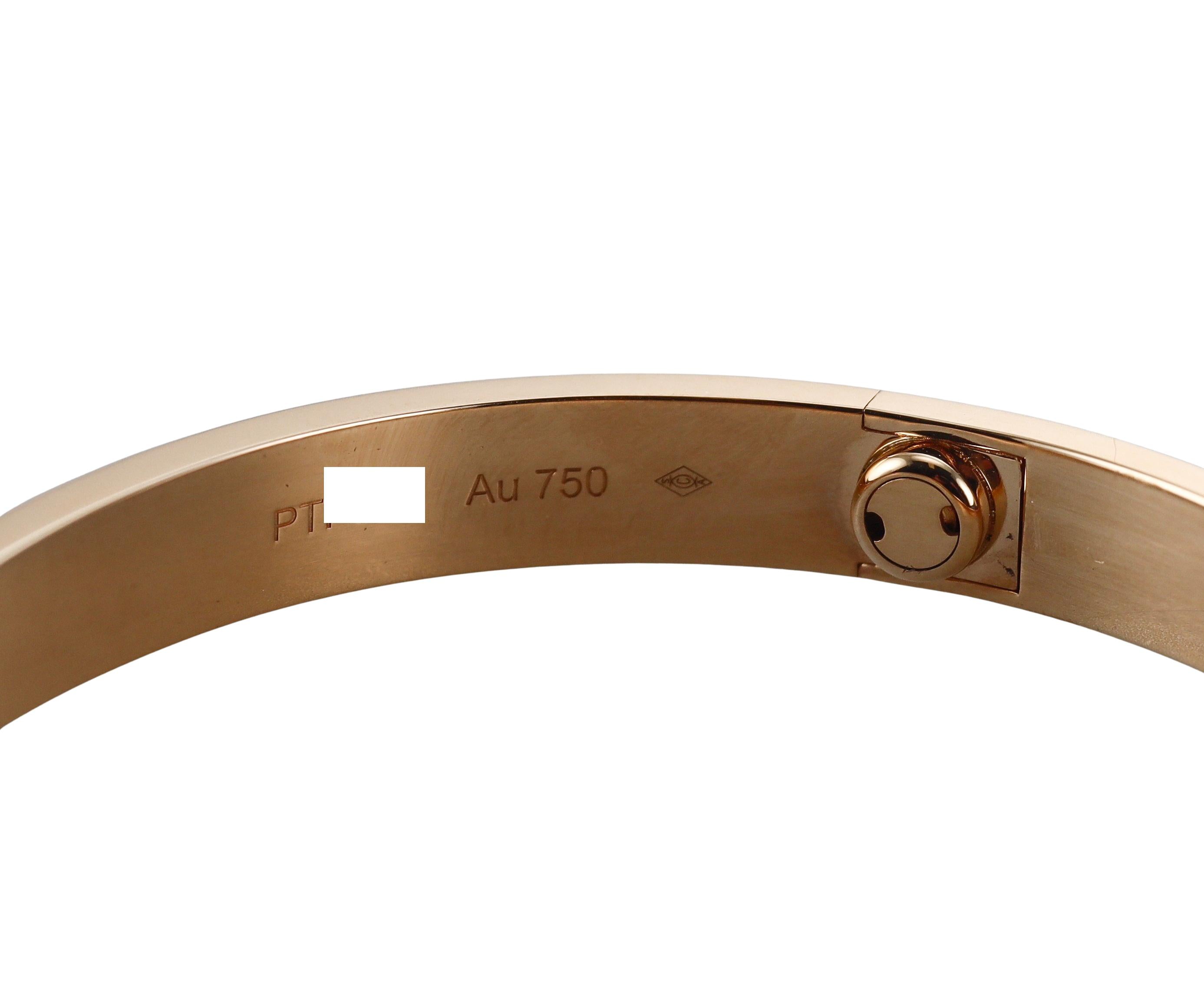 Cartier Love Yellow Gold Classic Model Bracelet Size 17