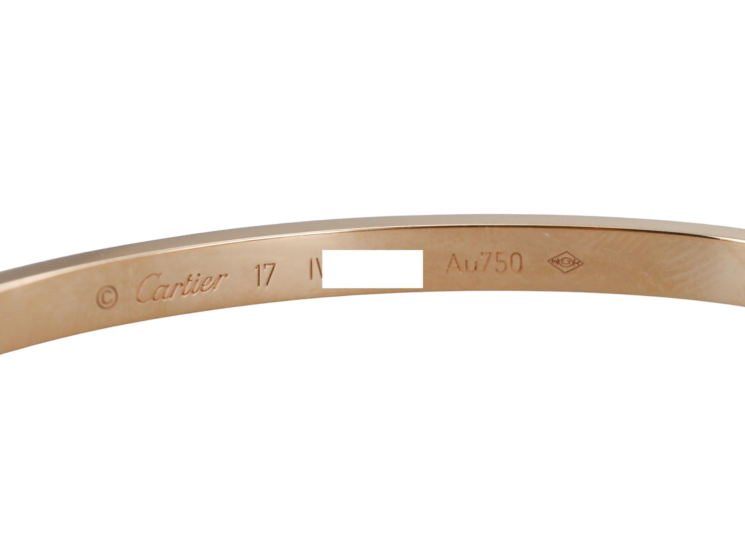 Cartier Love Yellow Gold Small Model Bracelet Size 17