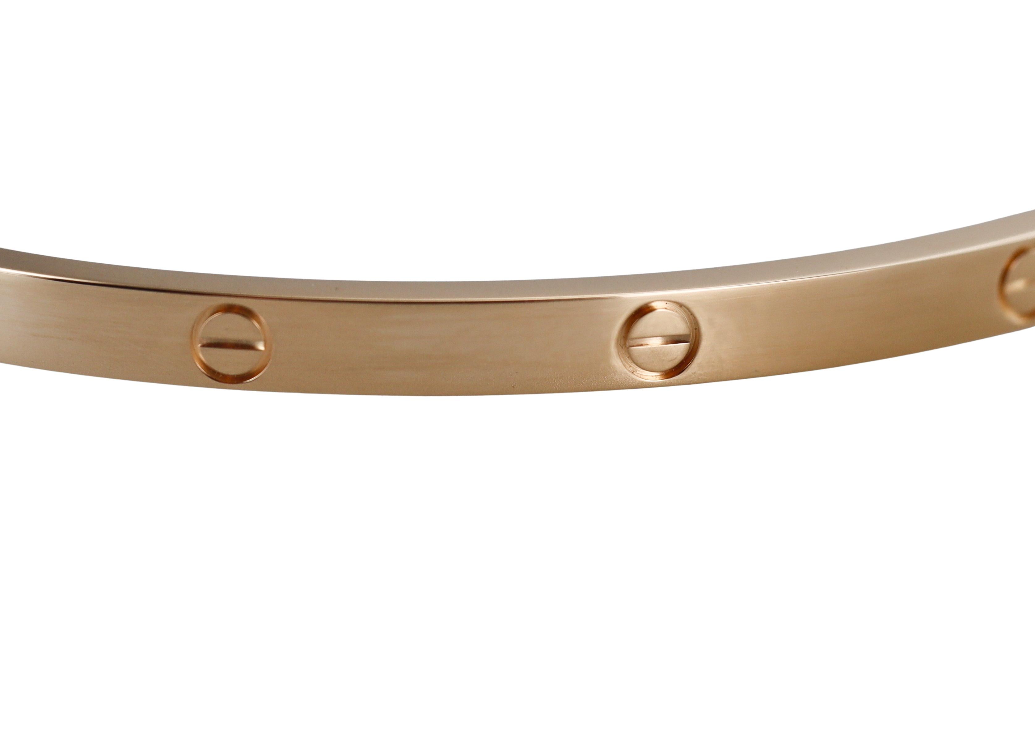 Cartier Love Yellow Gold Small Model Bracelet Size 17